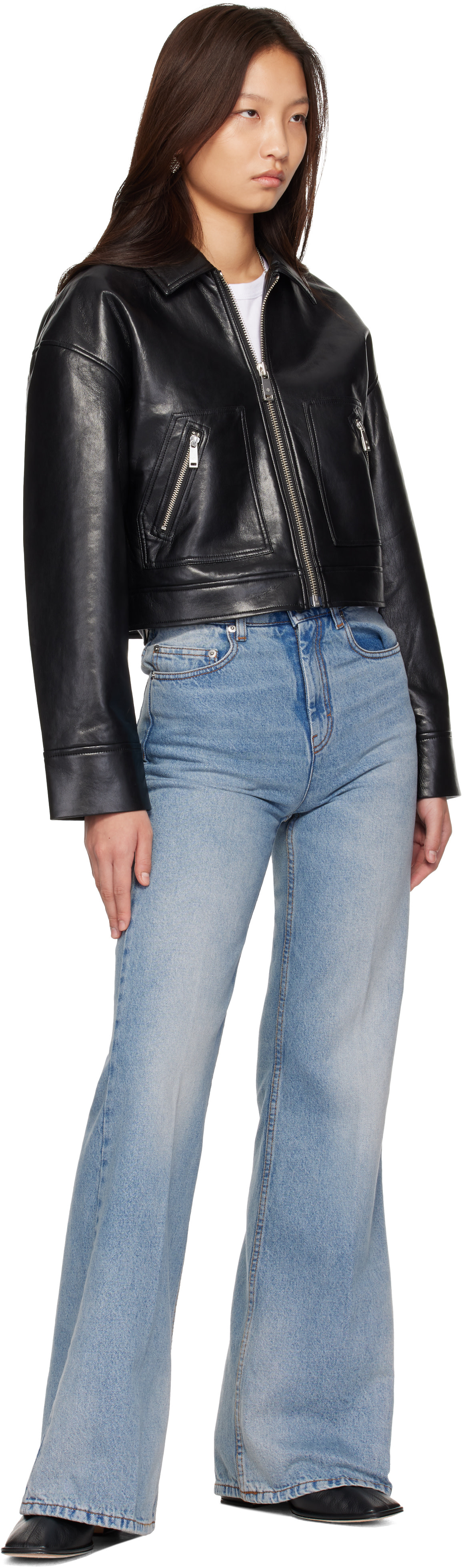 ANINE BING: Black Assan Regenerated Leather Jacket | SSENSE