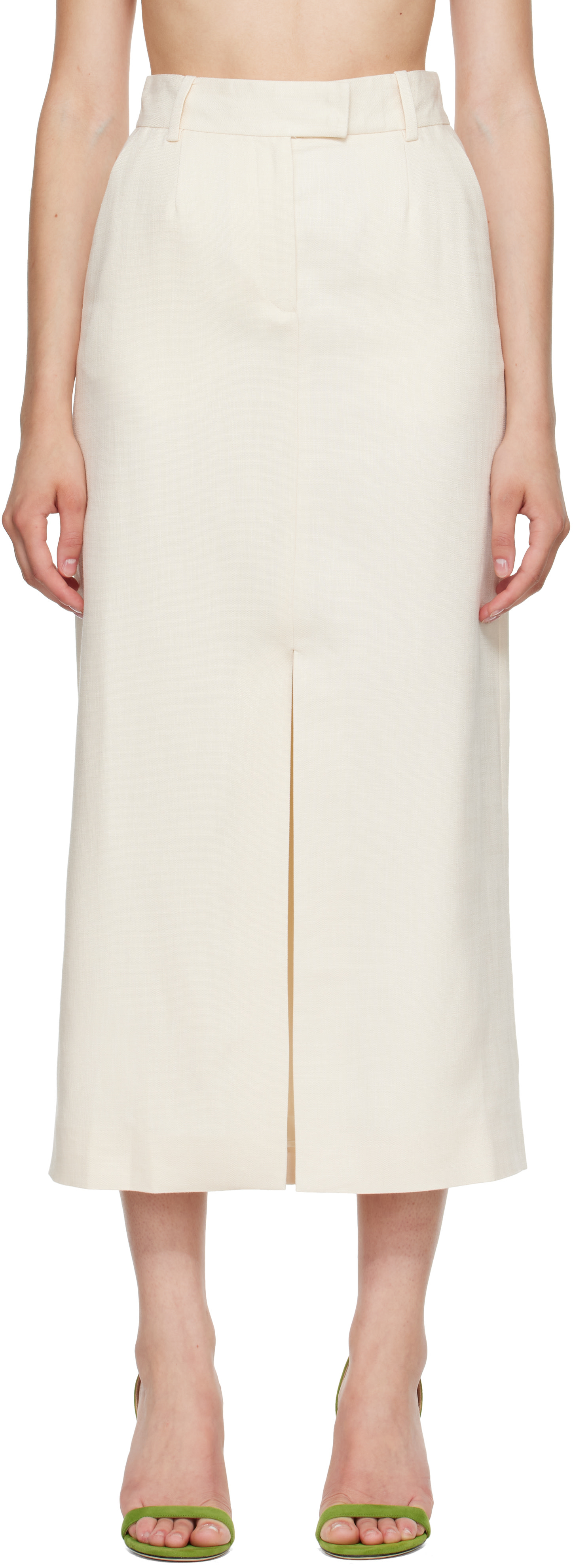 ANINE BING - Jupe midi Meredith blanc cassé