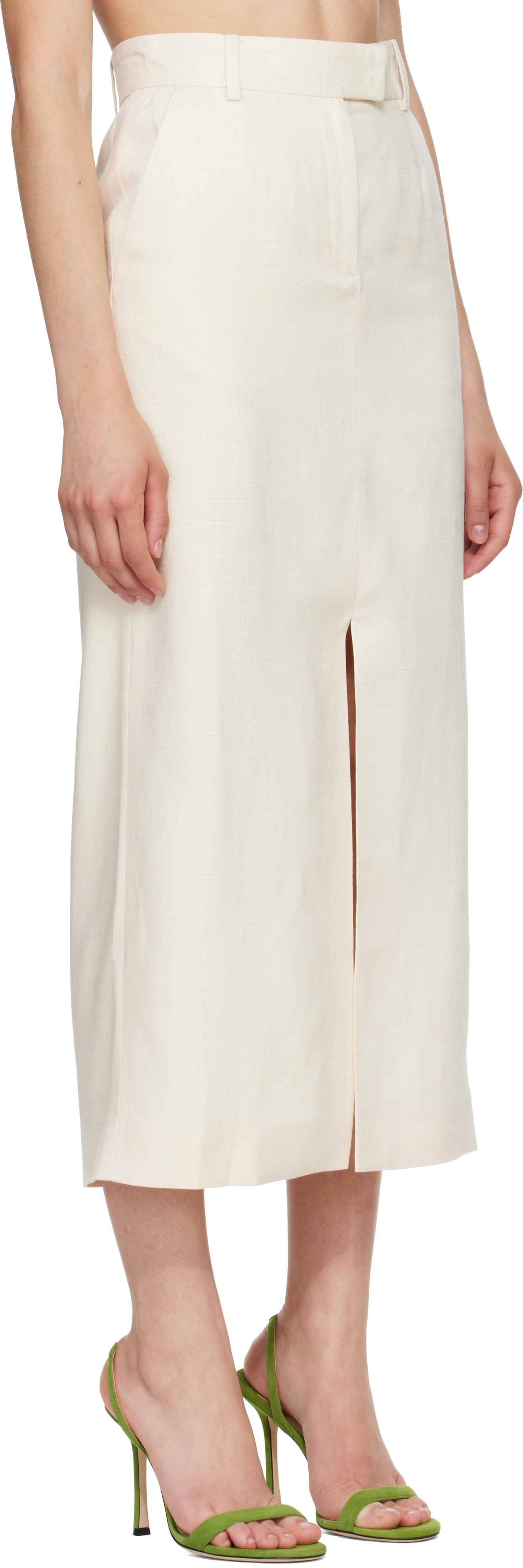ANINE BING - Jupe midi Meredith blanc cassé