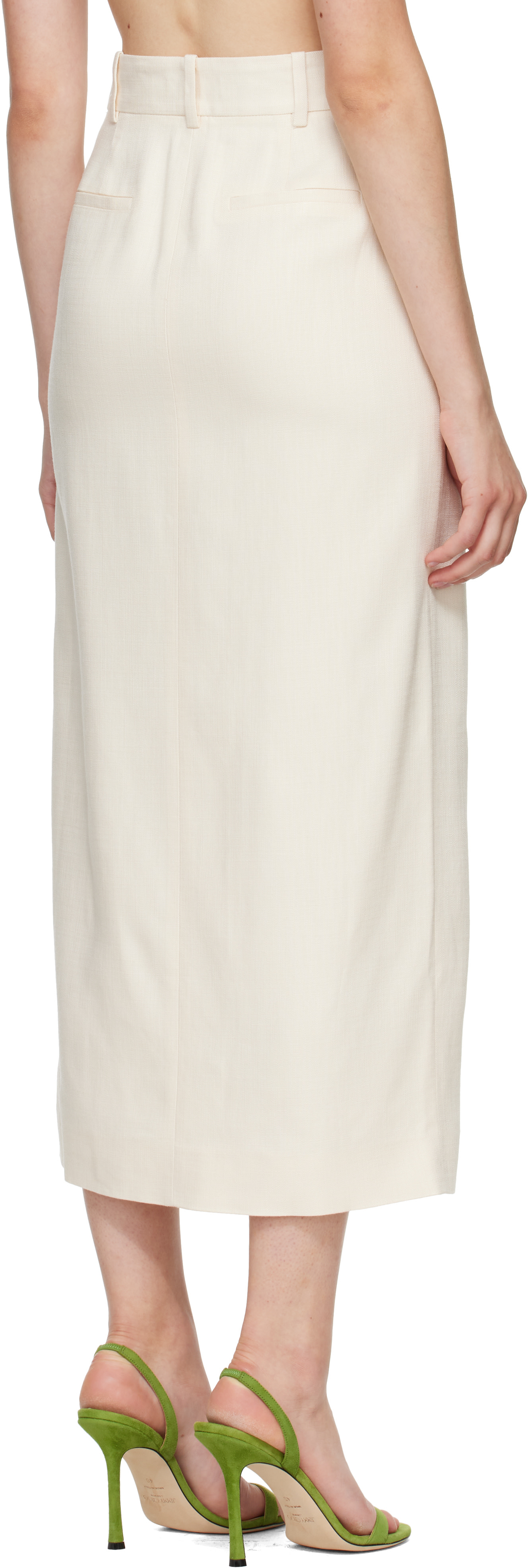 ANINE BING - Jupe midi Meredith blanc cassé