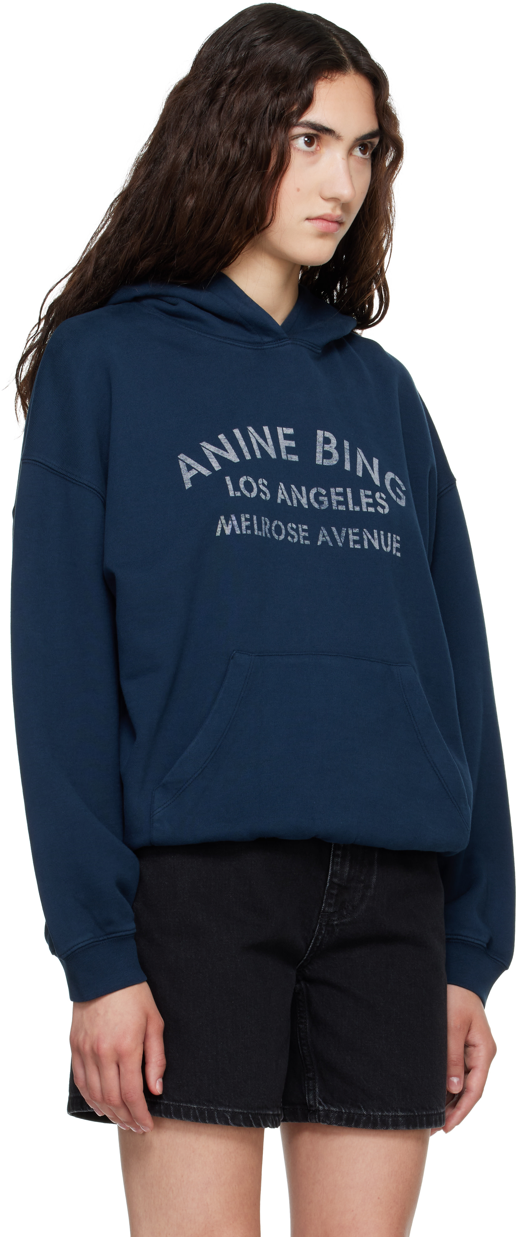 ANINE BING - Pull à capuche Harvey bleu marine