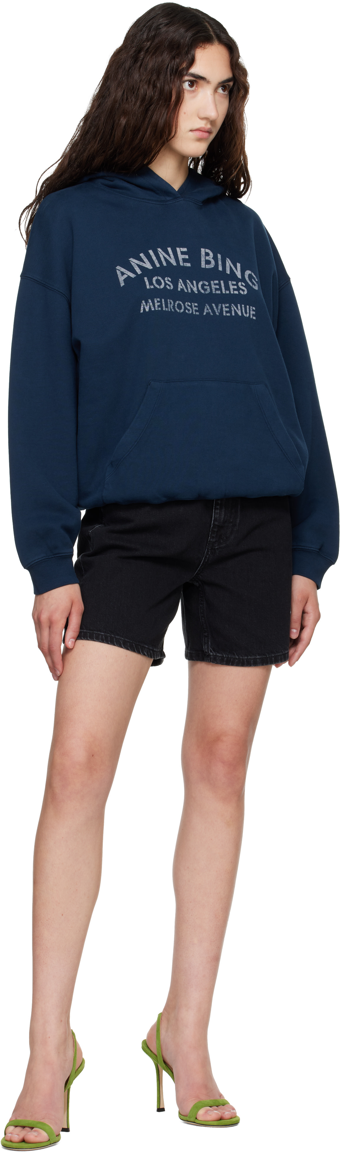 ANINE BING - Pull à capuche Harvey bleu marine
