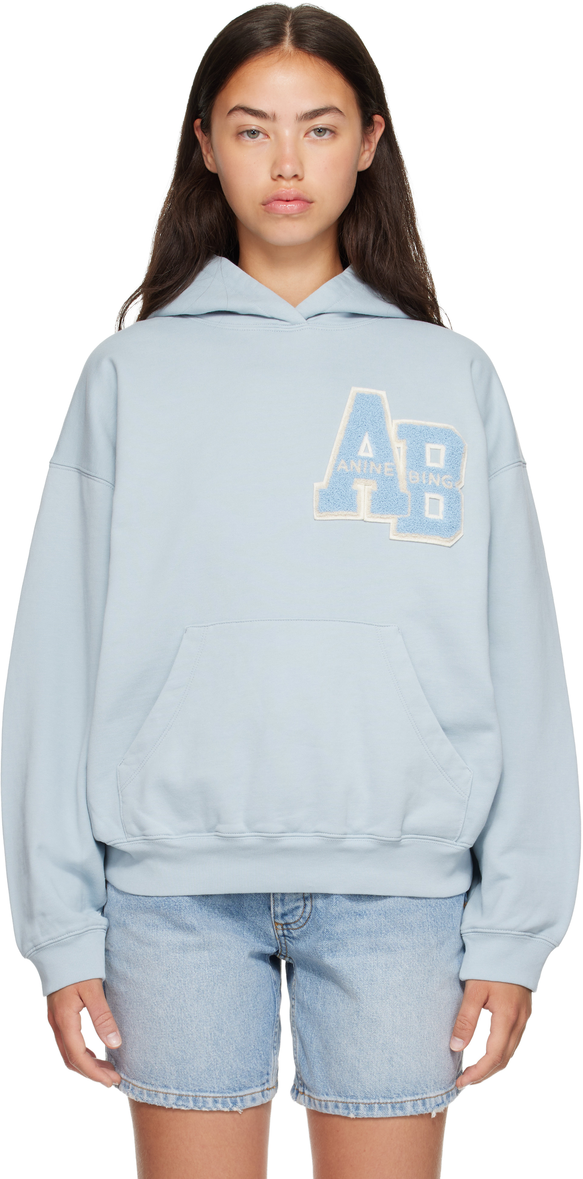 ANINE BING - Pull à capuche Harvey bleu