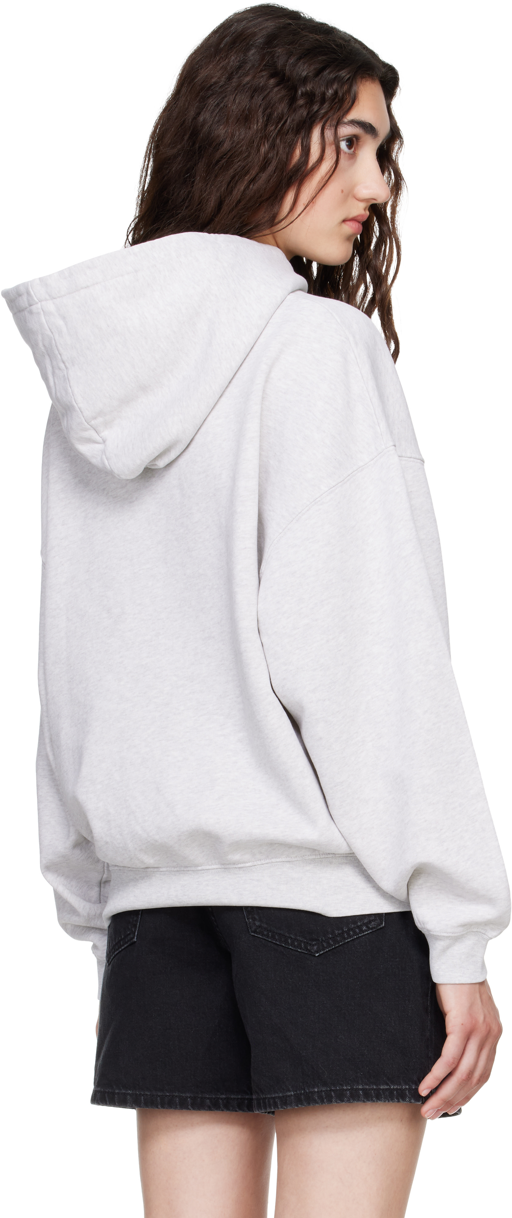 ANINE BING - Pull à capuche Harvey Paris gris à logo