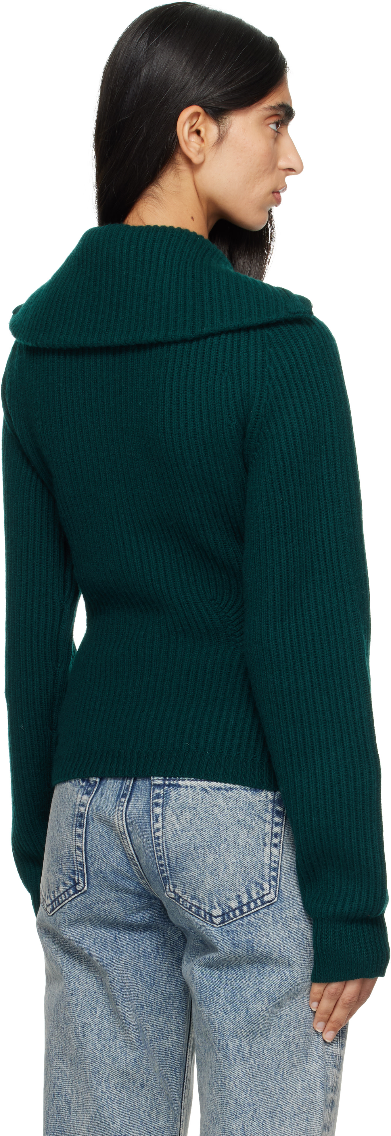 ANINE BING - Pull June vert à col droit