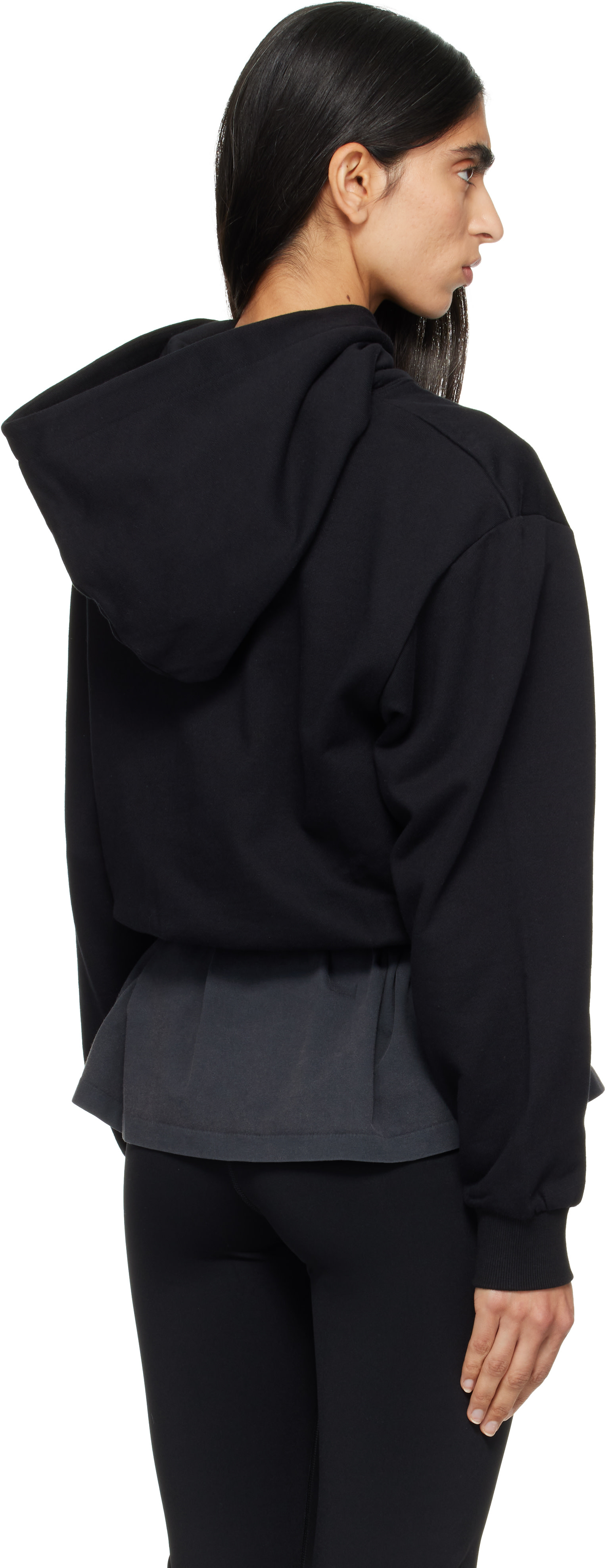 ANINE BING - Pull à capuche écourté Dany noir