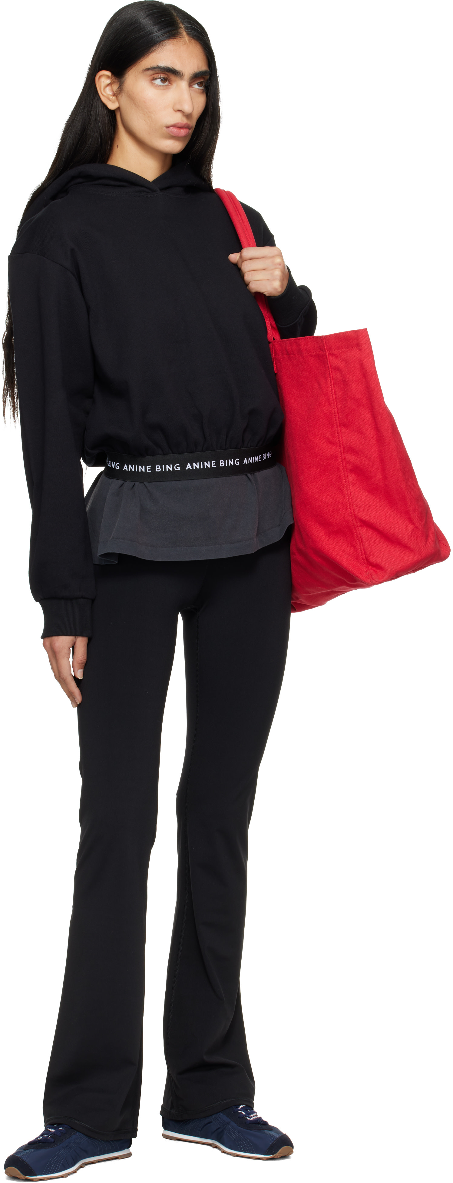 ANINE BING - Pull à capuche écourté Dany noir