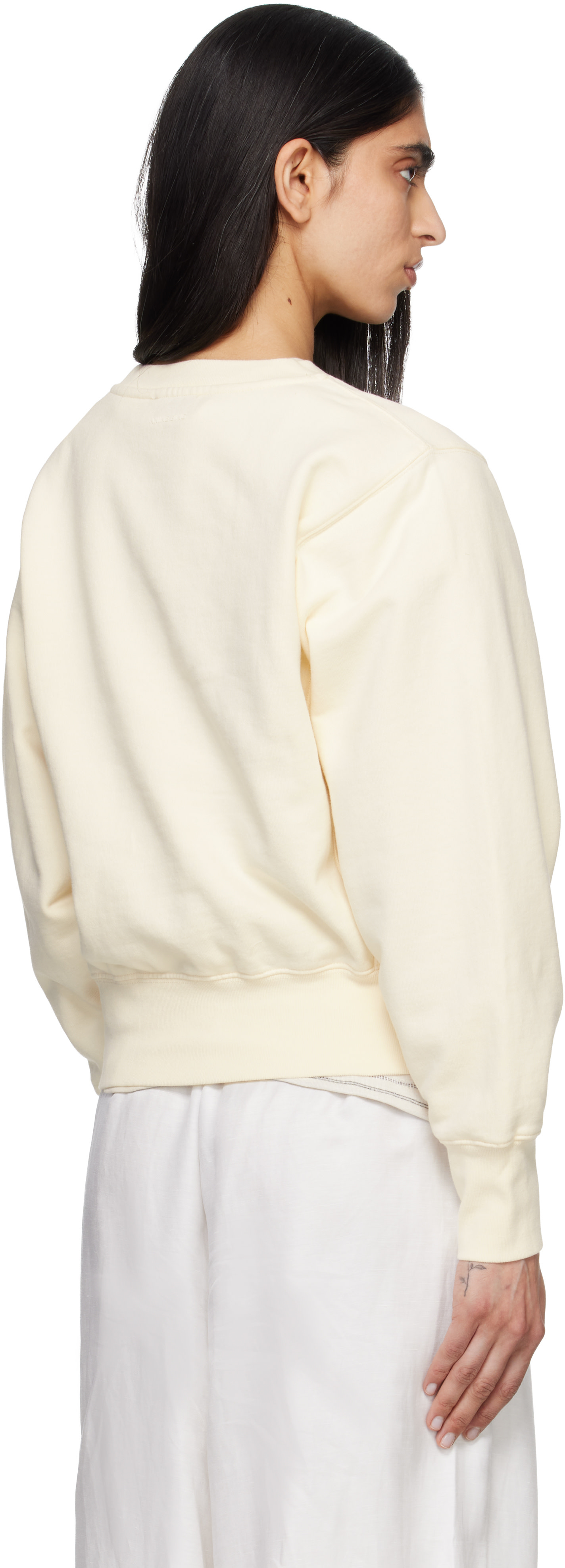 ANINE BING - Pull molletonné rétréci Harry blanc cassé
