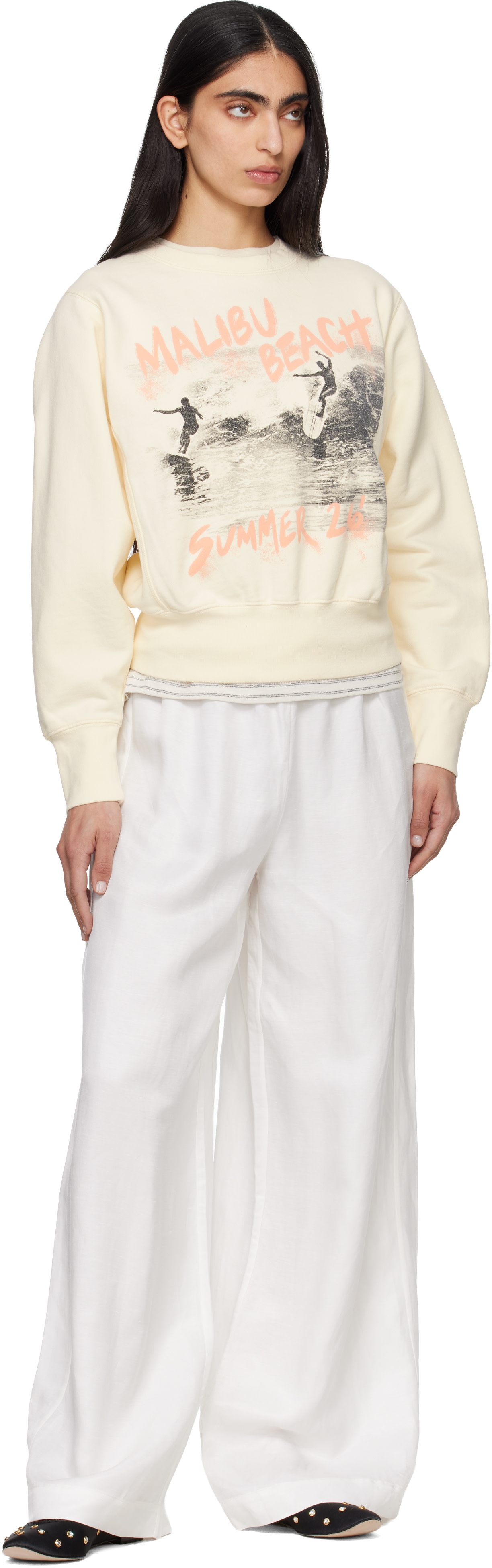 ANINE BING: Off-White Harry Shrunken Sweatshirt | SSENSE