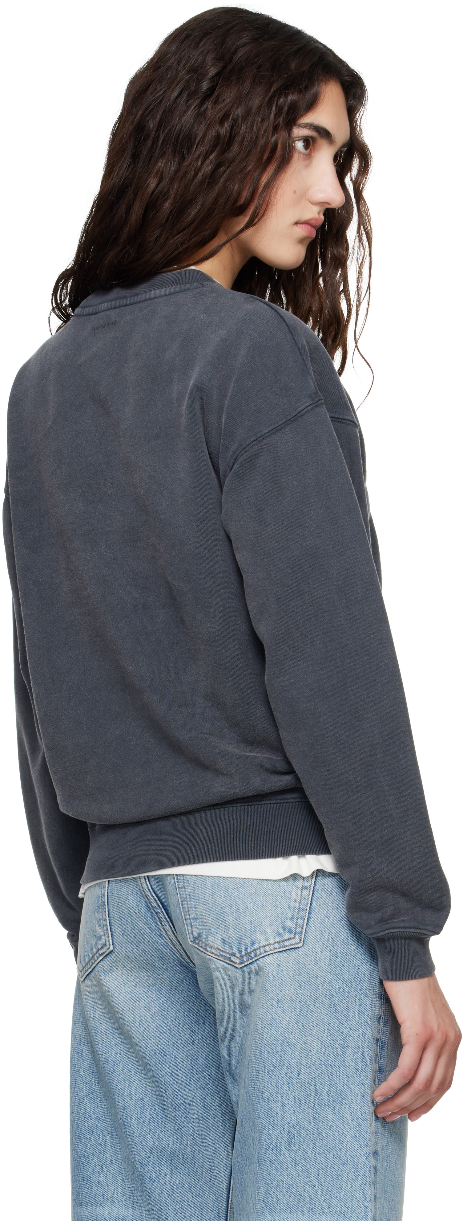 ANINE BING - Pull molletonné Spencer gris à image de léopard