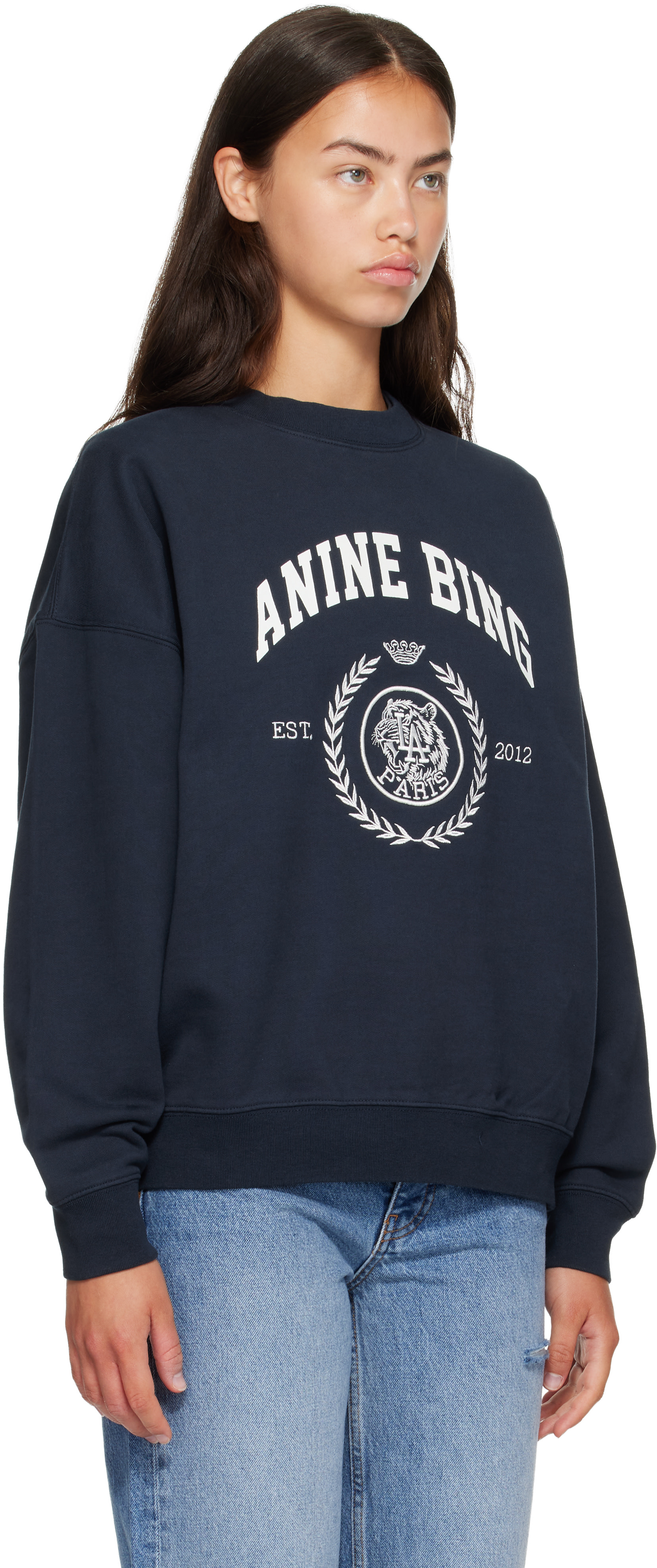 ANINE BING - Pull molletonné Miles bleu marine