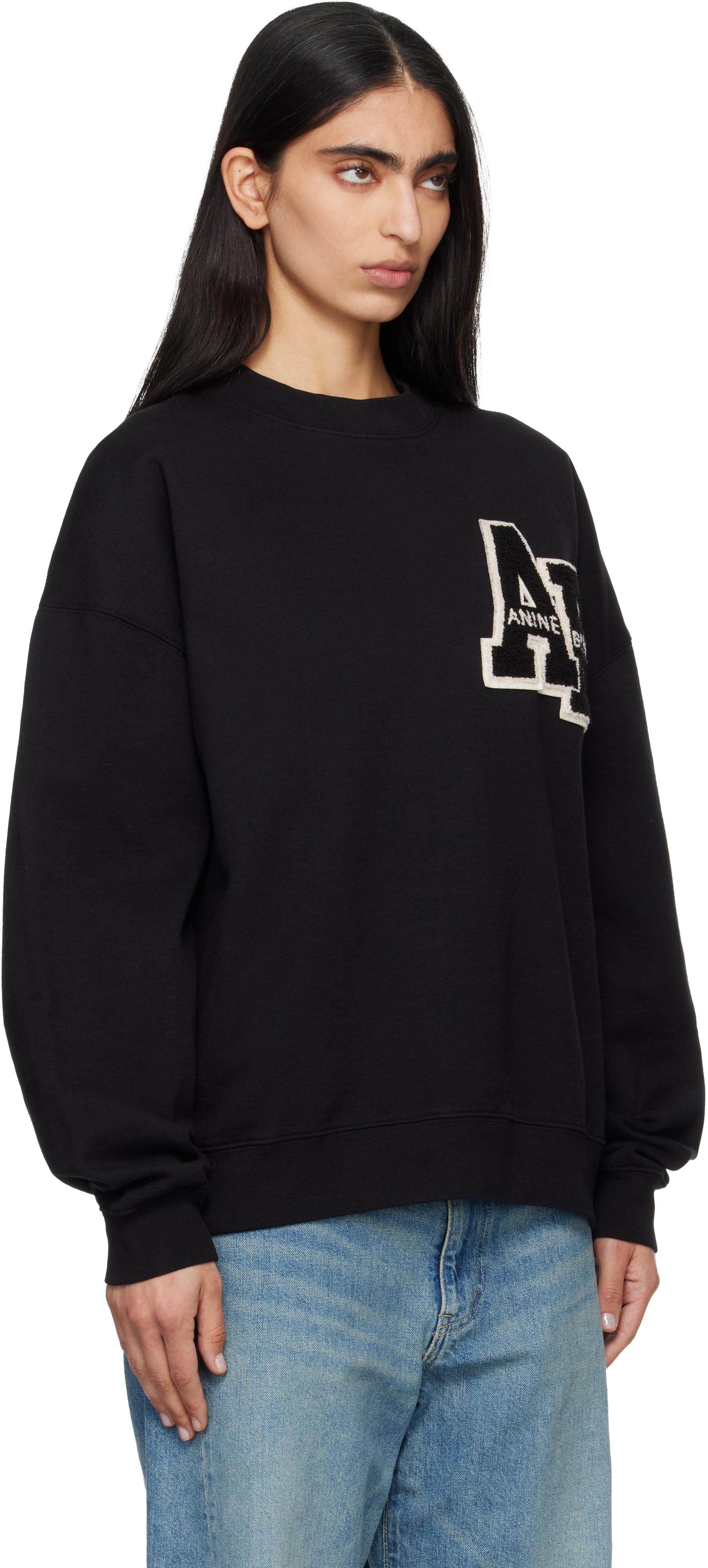 ANINE BING - Pull teddy surdimensionné Miles noir en molleton