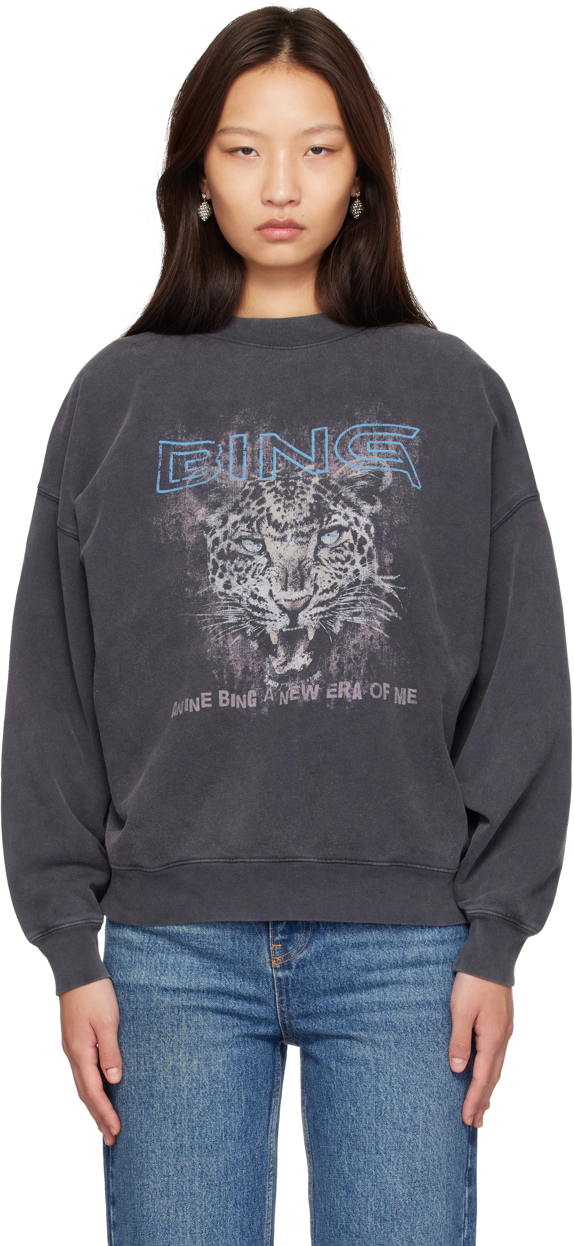 ANINE BING - Pull molletonné Miles Leo Muse gris