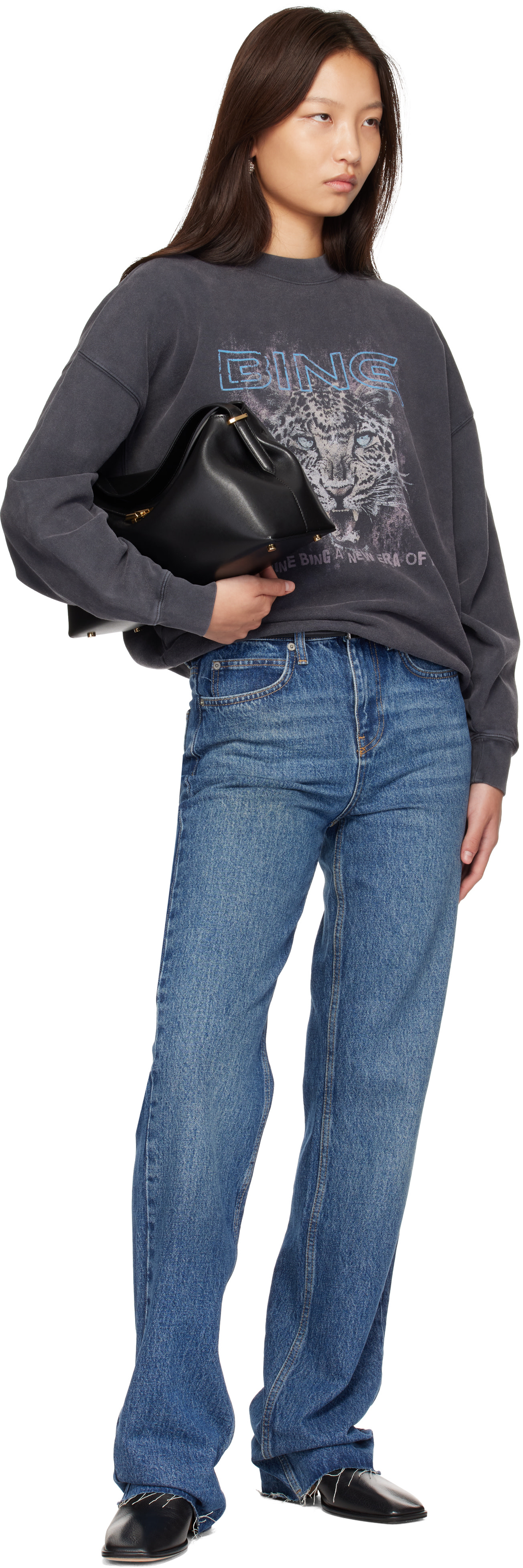 ANINE BING - Pull molletonné Miles Leo Muse gris