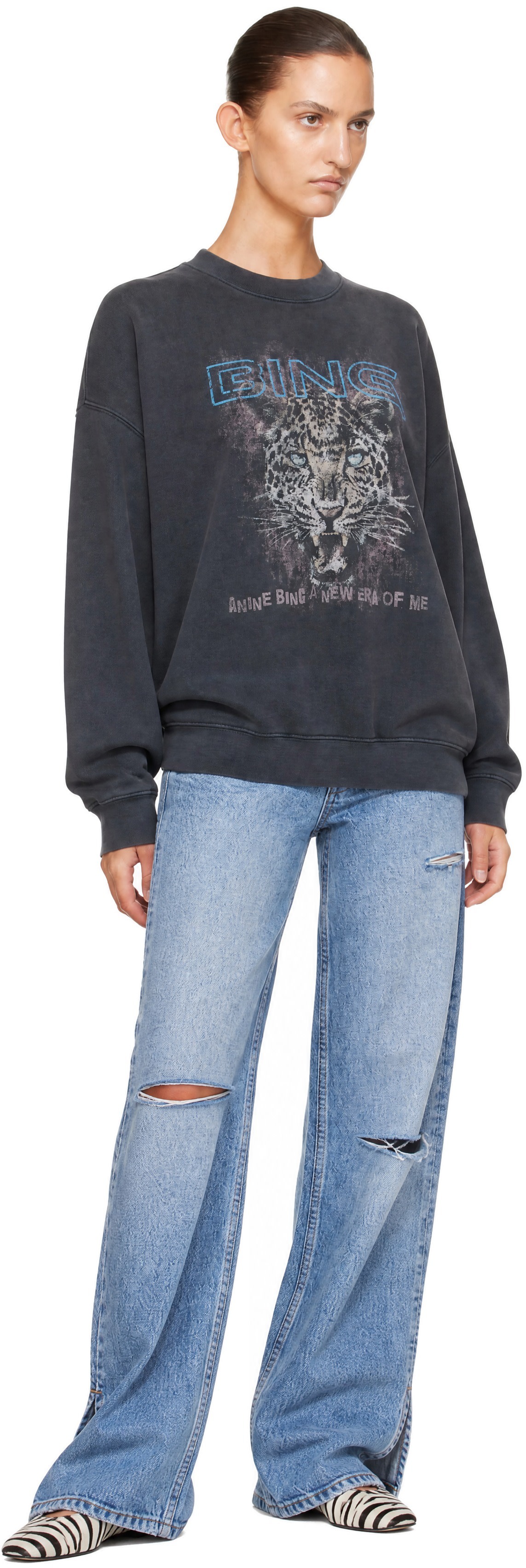 ANINE BING - Pull molletonné Miles Leo Muse gris