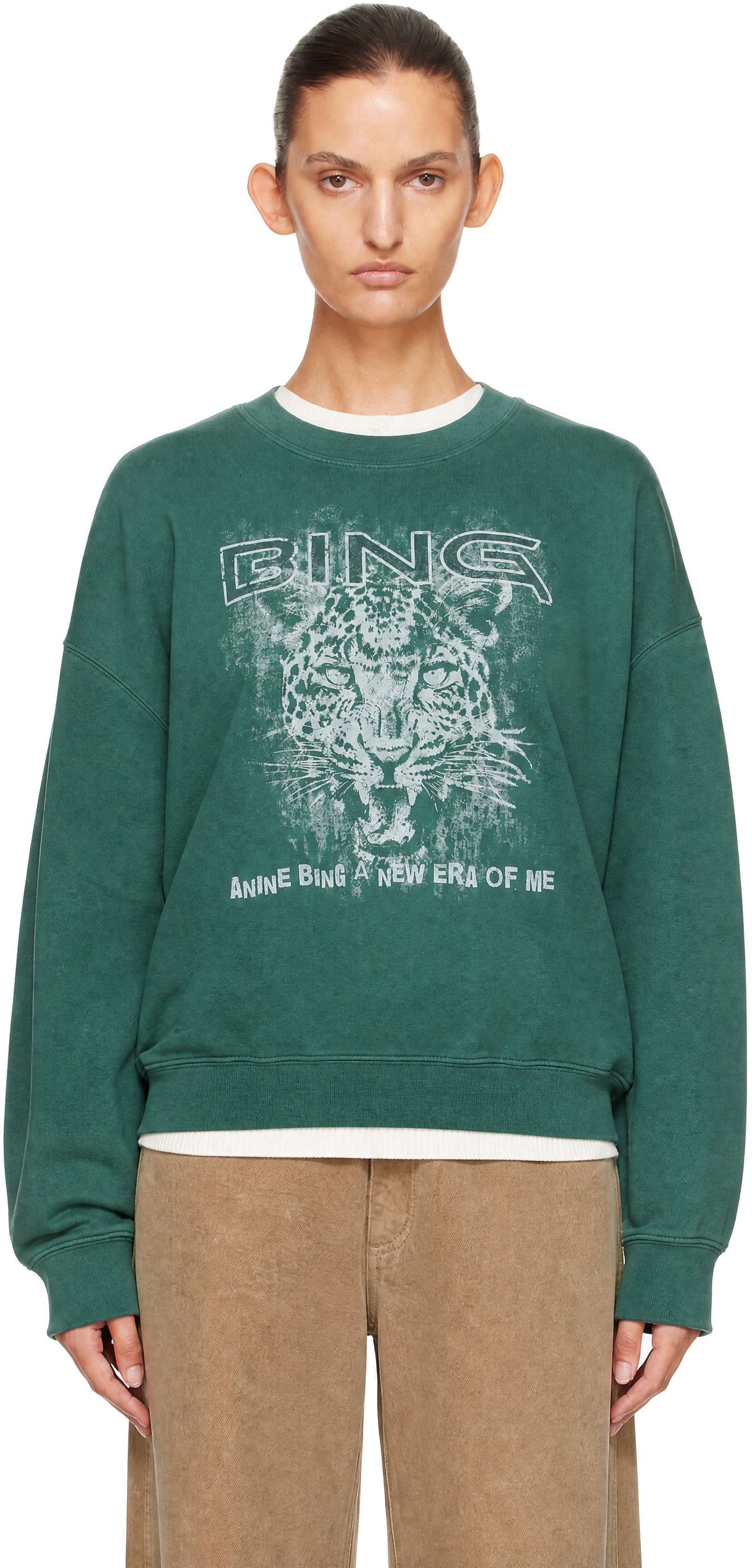 ANINE BING - Pull molletonné Miles Leo Muse vert