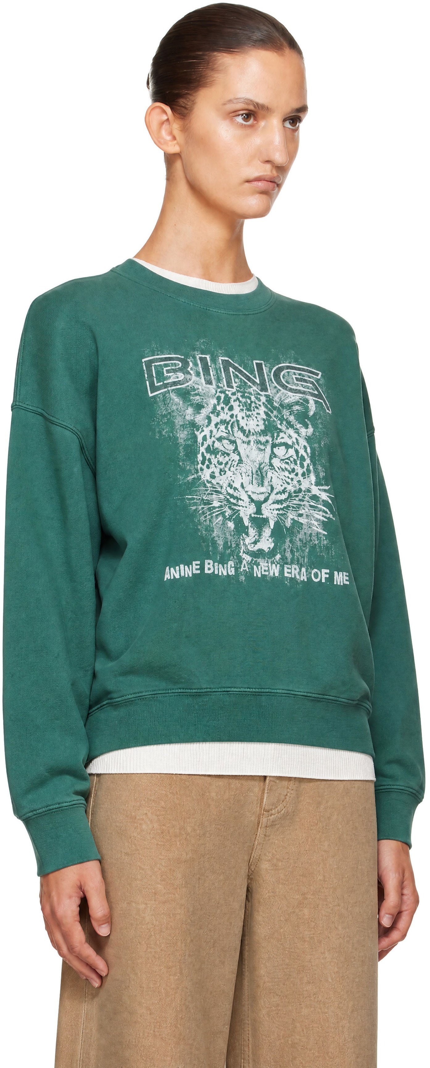 ANINE BING - Pull molletonné Miles Leo Muse vert