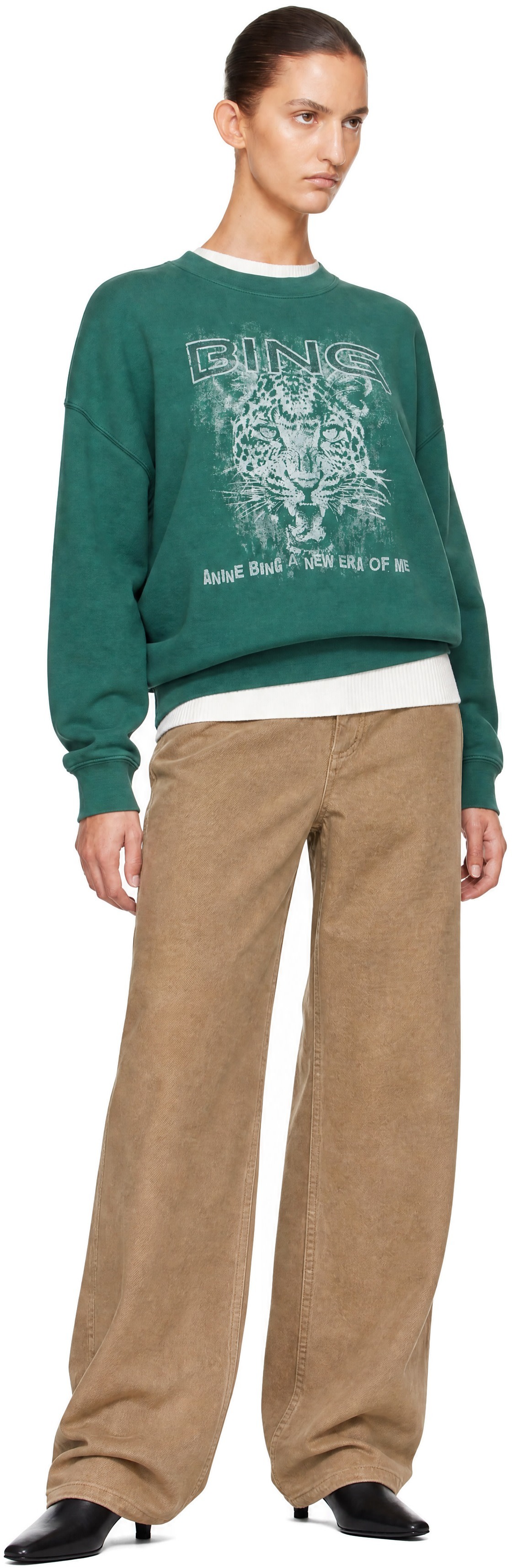 ANINE BING - Pull molletonné Miles Leo Muse vert