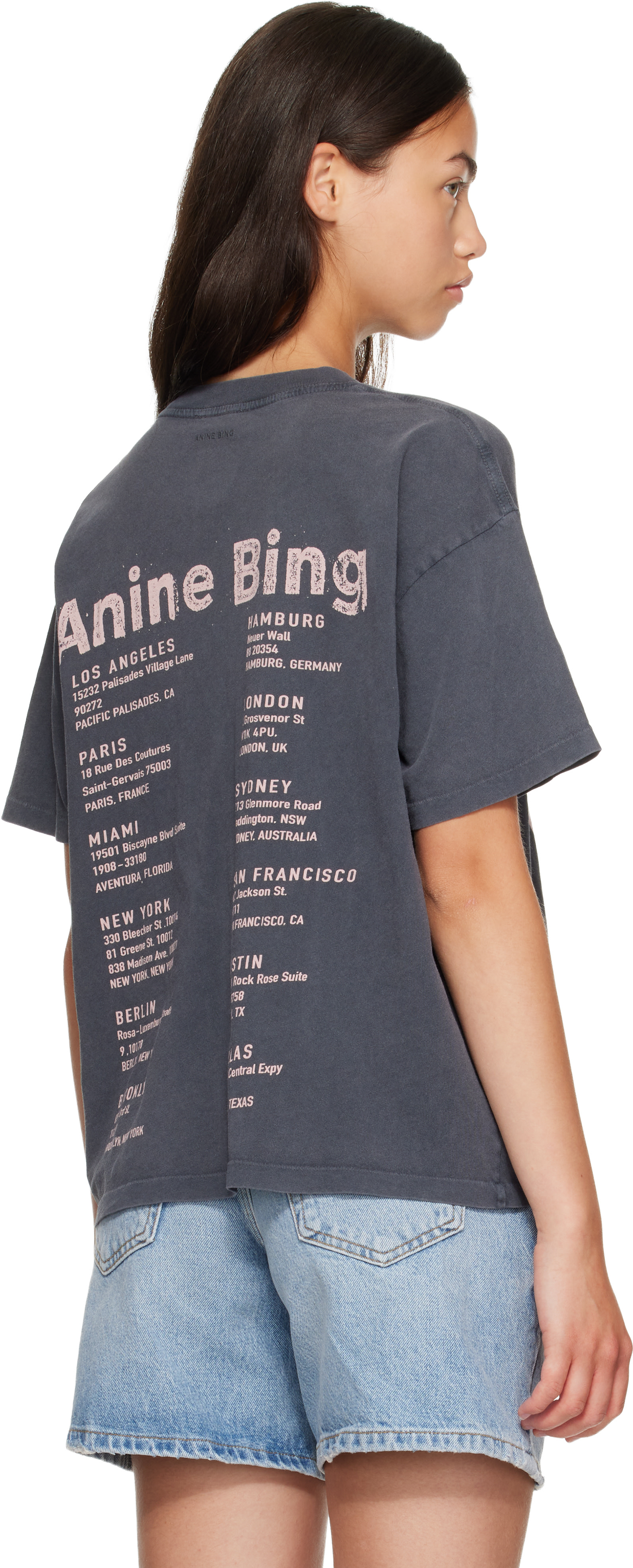 ANINE BING: グレー Cade Smiley Tシャツ | SSENSE 日本