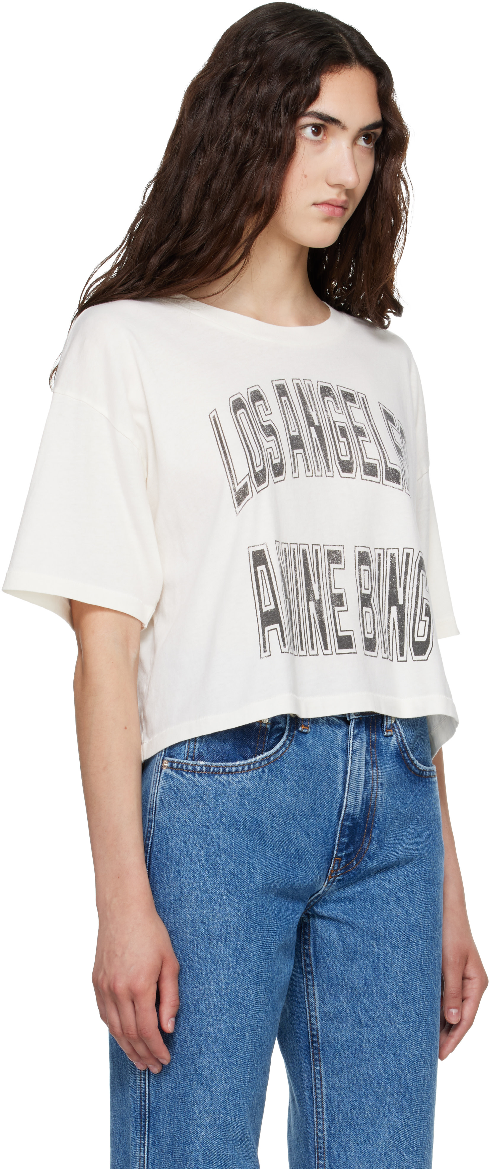 ANINE BING: White Johnny Cropped T-shirt | SSENSE