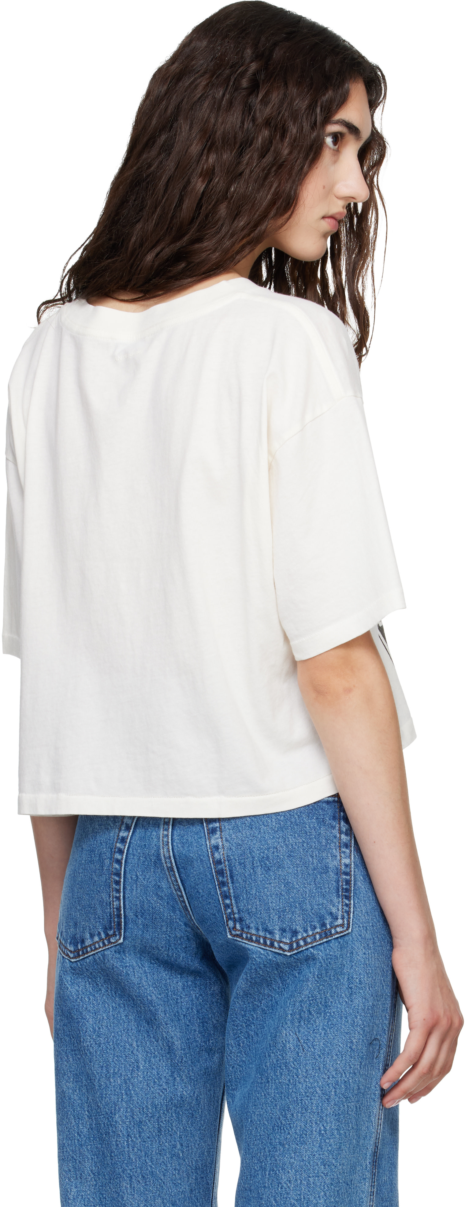 ANINE BING: White Johnny Cropped T-shirt | SSENSE