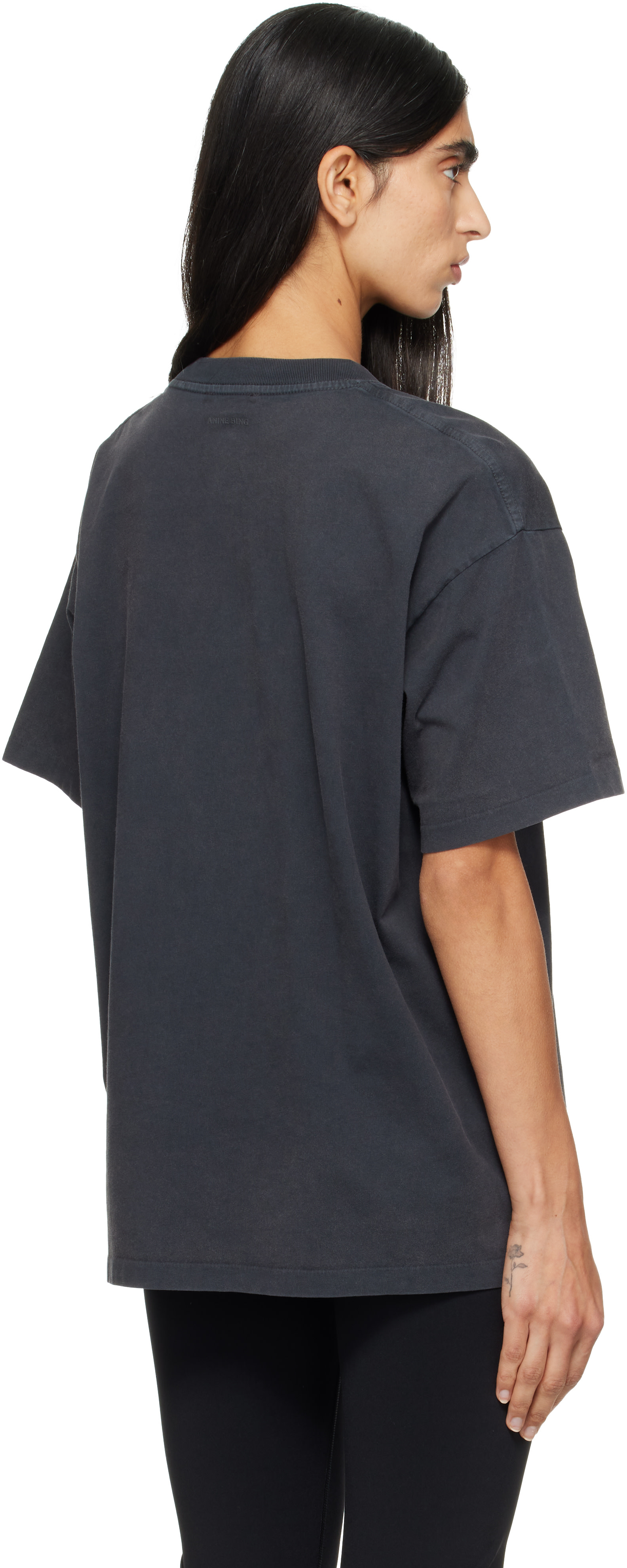 ANINE BING: Black Leo Muse Cade T-shirt | SSENSE