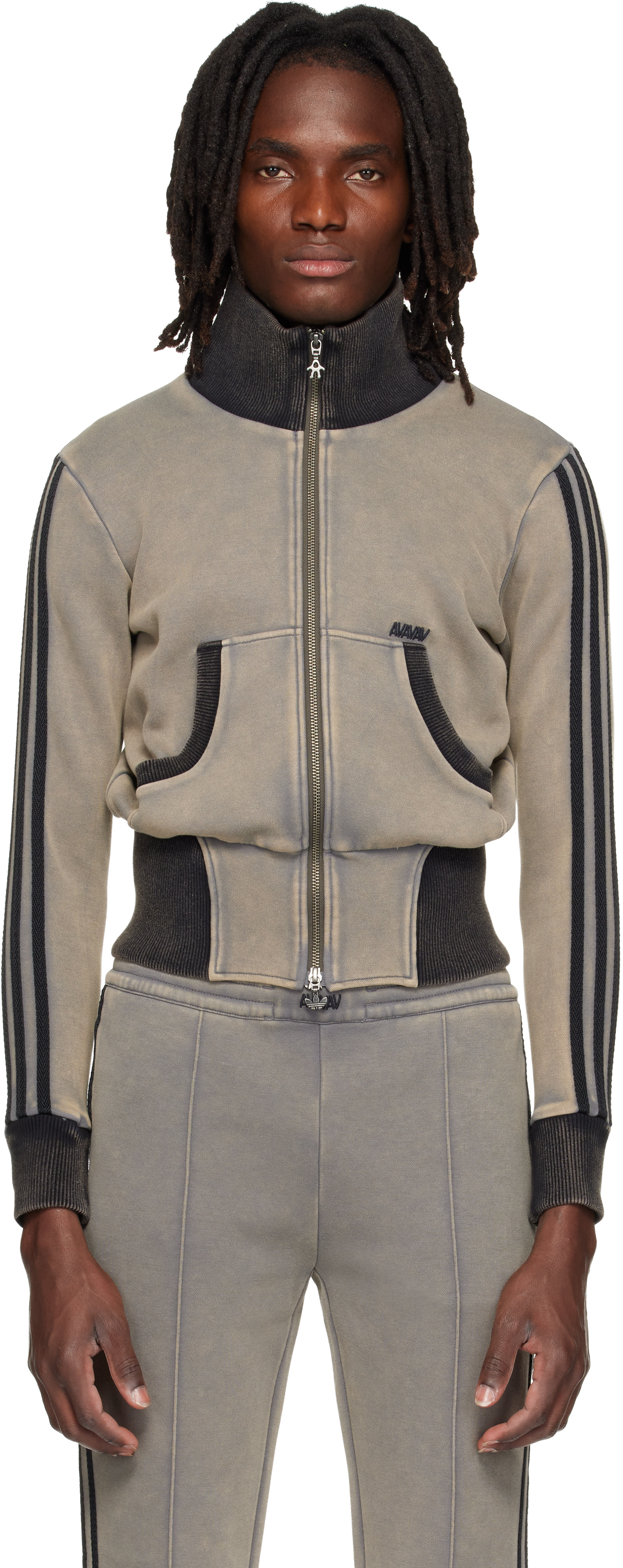 AVAVAV: Gray adidas Originals Edition Cropped Track Jacket