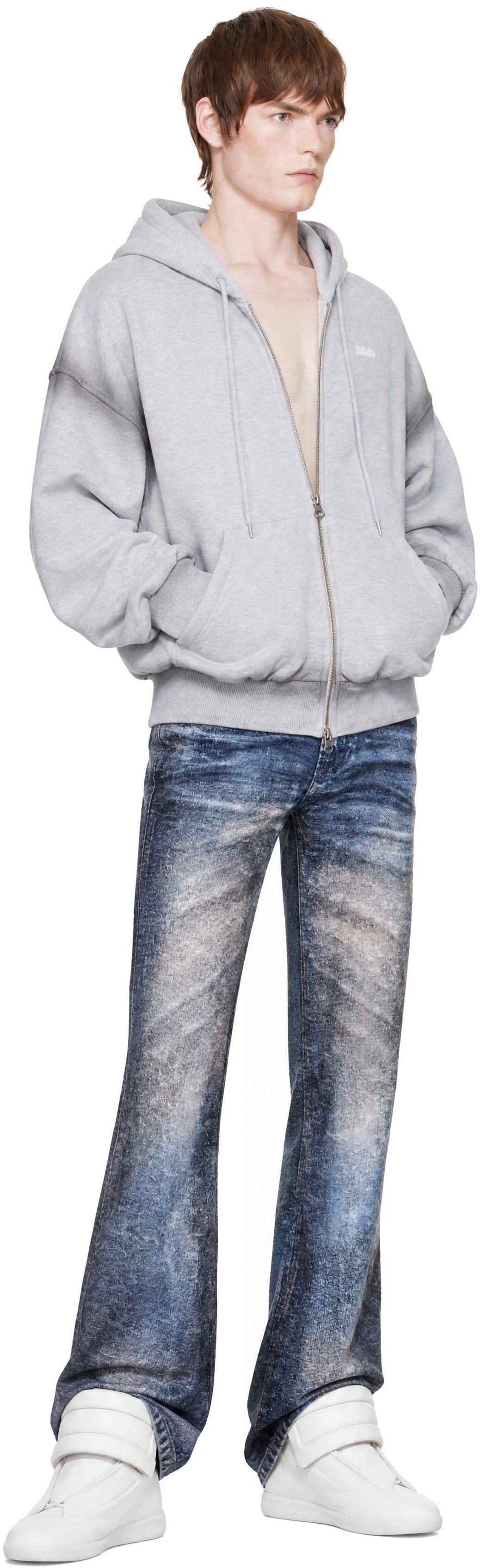 AVAVAV - Pull à capuche gris à logo et à glissière