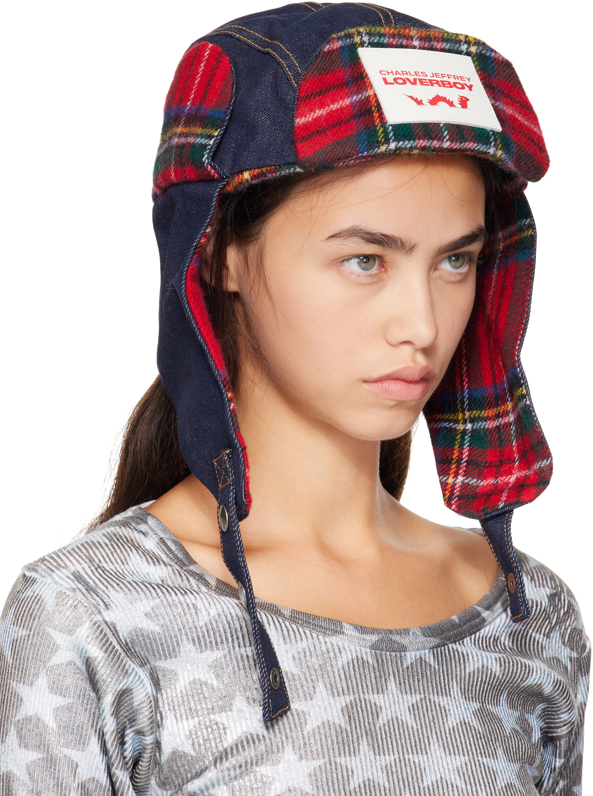 Charles Jeffrey LOVERBOY: Navy & Red Trapper Hat | SSENSE Japan