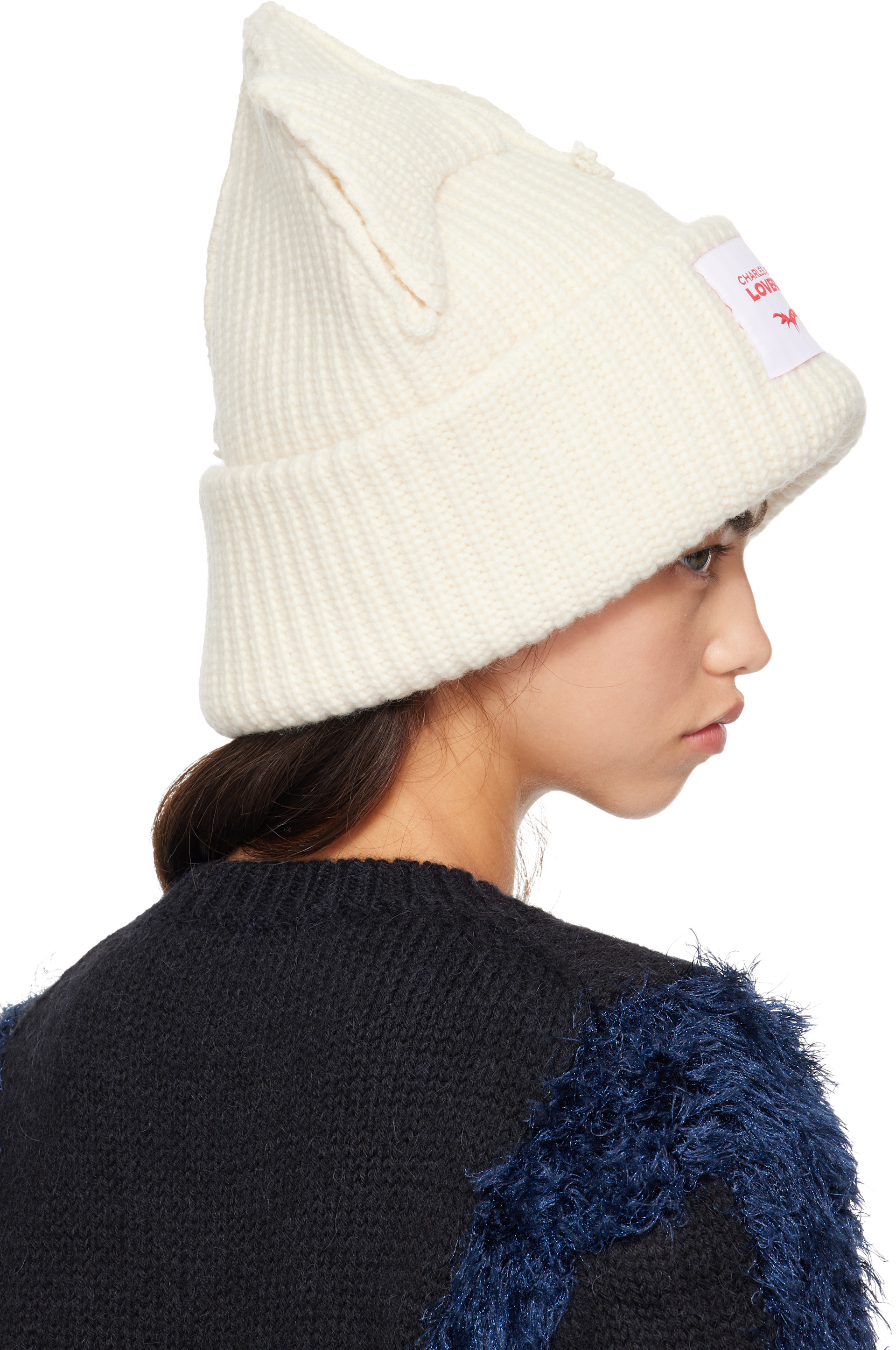 CHARLESJEFFREY LOVERBOY Chunky Ears ビーニー Charles Jeffrey LOVERBOY: オフホワイト Supersized Chunky Ears