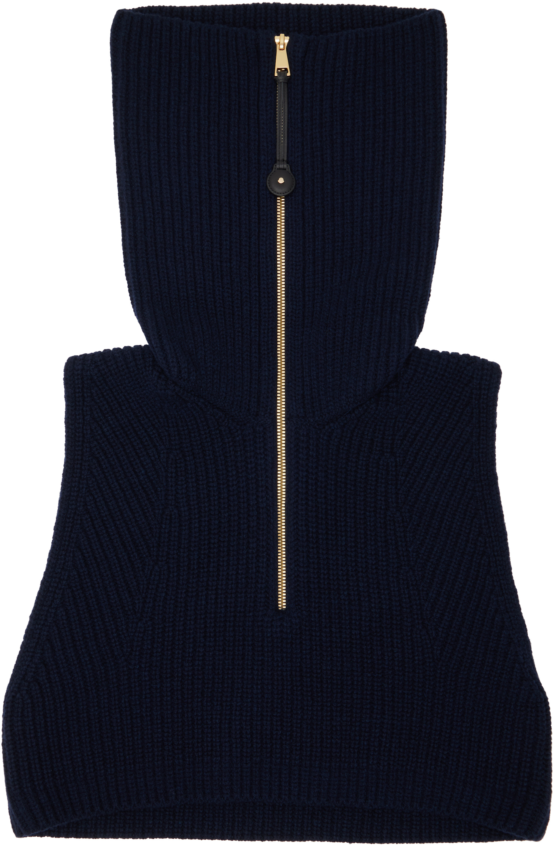Moncler: Navy Wool & Cashmere Zip-Up Cape Collar | SSENSE