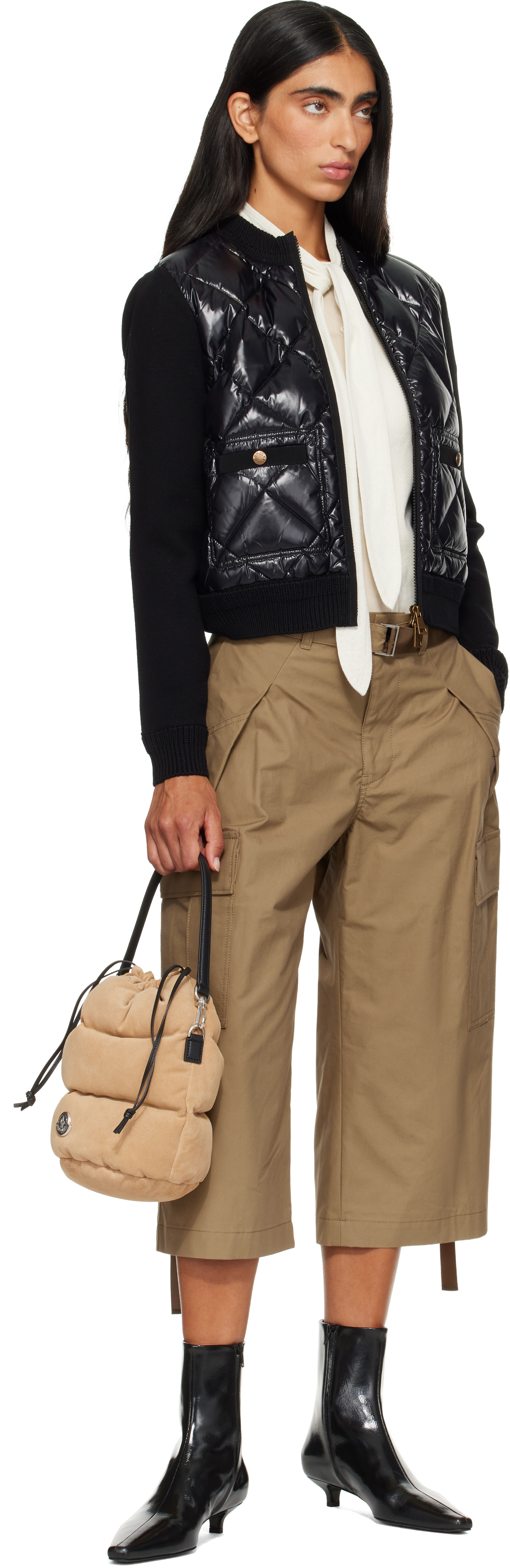 Moncler - Sac seau Caradoc brun clair