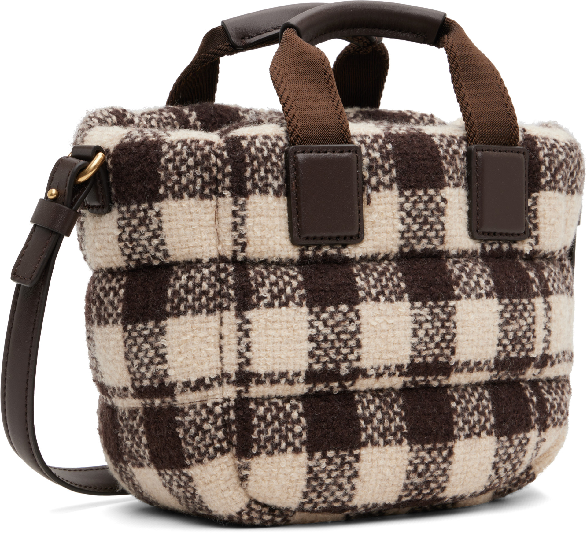 Moncler - Micro cabas Caradoc brun et blanc cassé