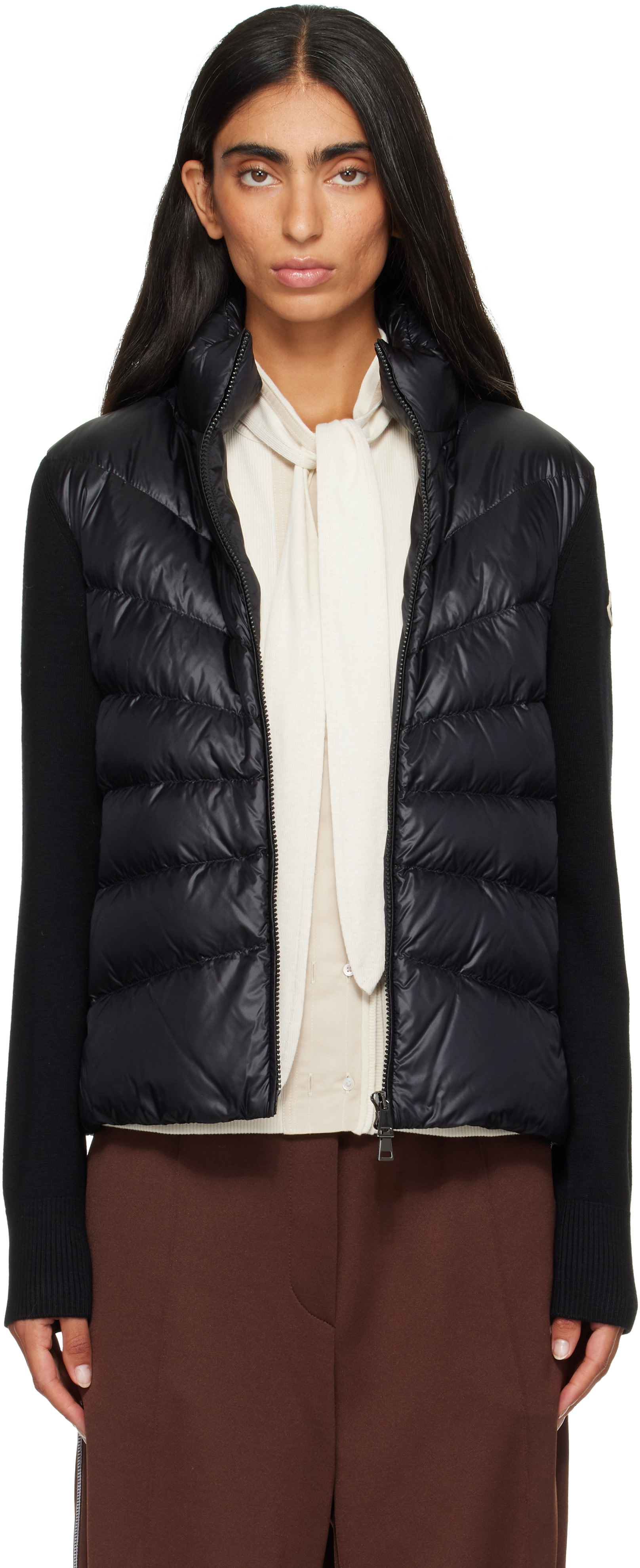 Moncler - Black Padded Wool Zip-Up Down Jacket