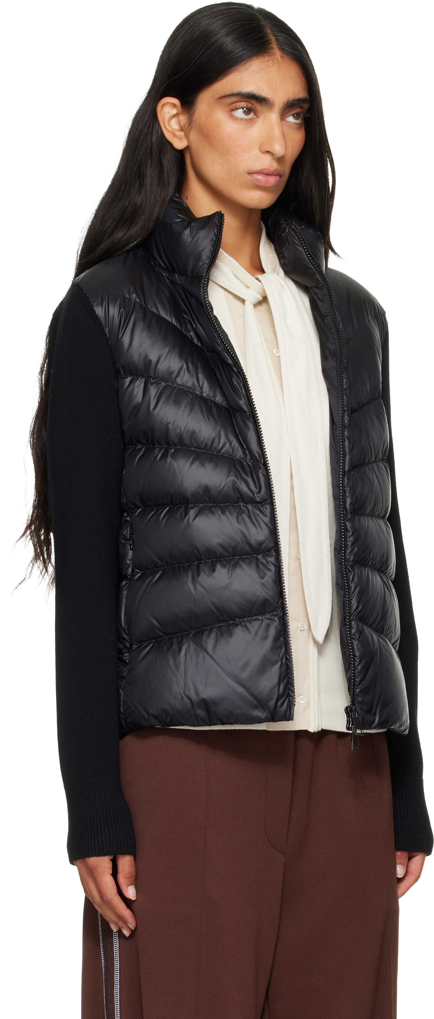 Moncler - Black Padded Wool Zip-Up Down Jacket