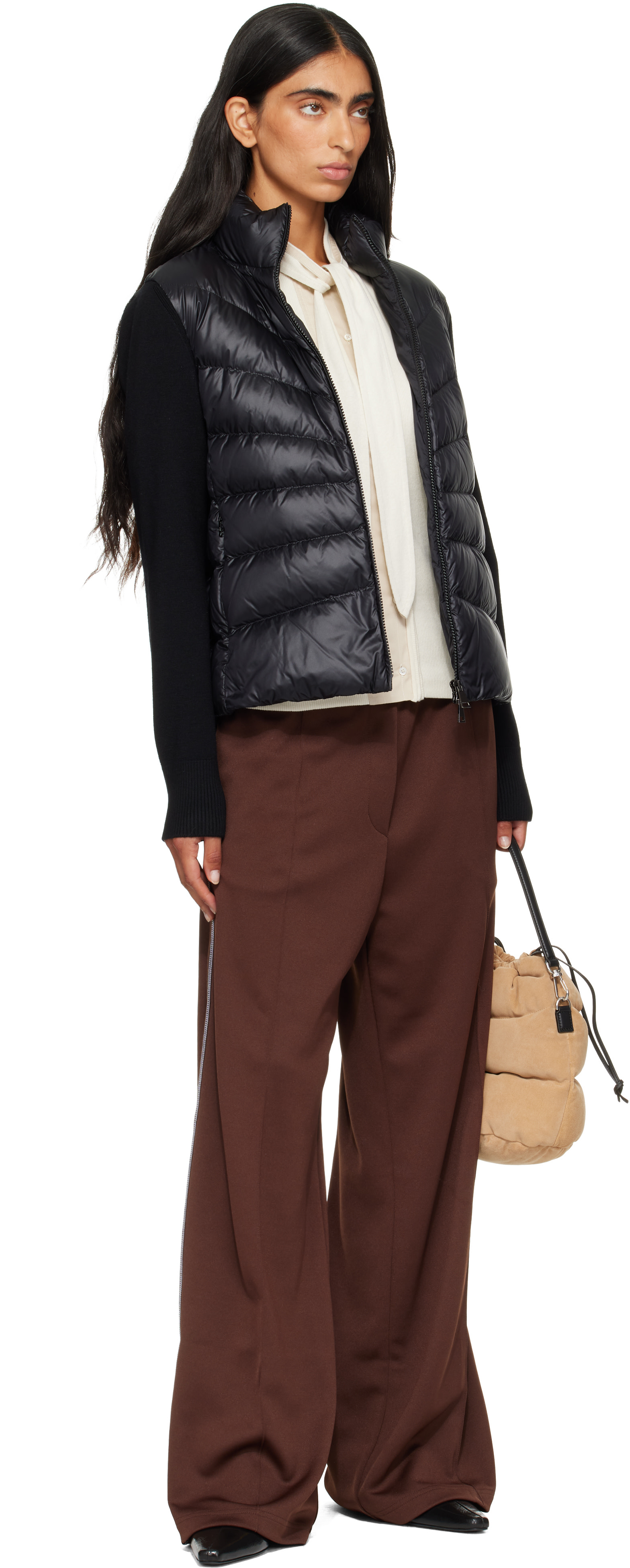 Moncler - Black Padded Wool Zip-Up Down Jacket