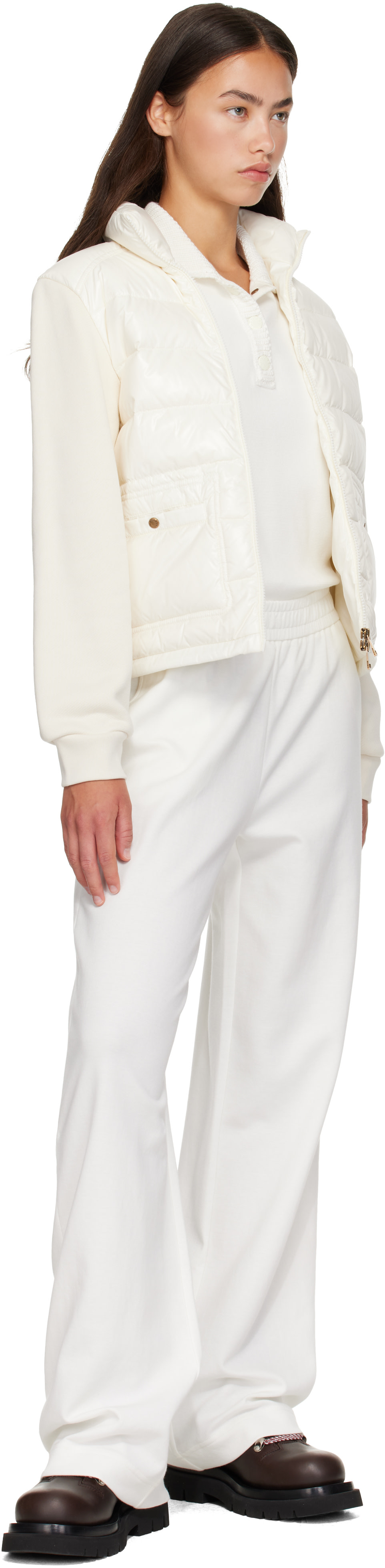 Moncler: White Logo Cotton Blend Sweatpants | SSENSE