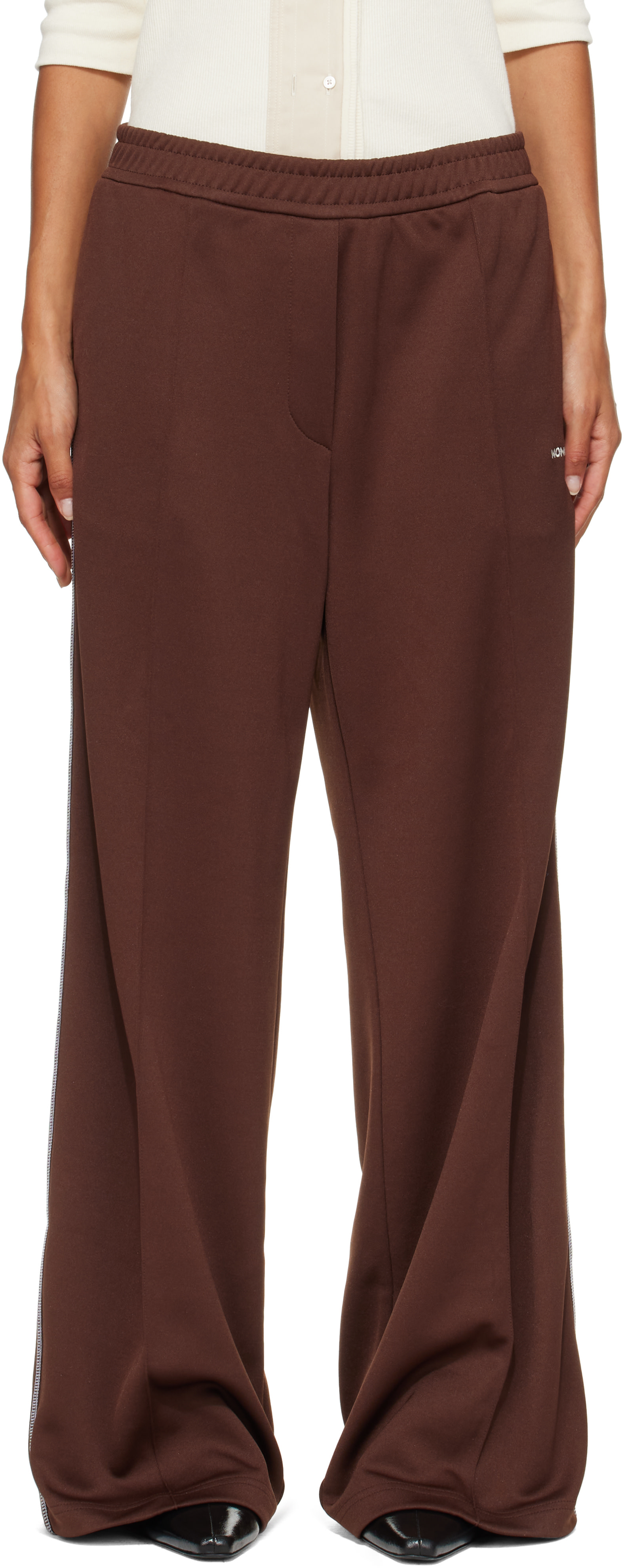 Moncler - Pantalon brun à glissière