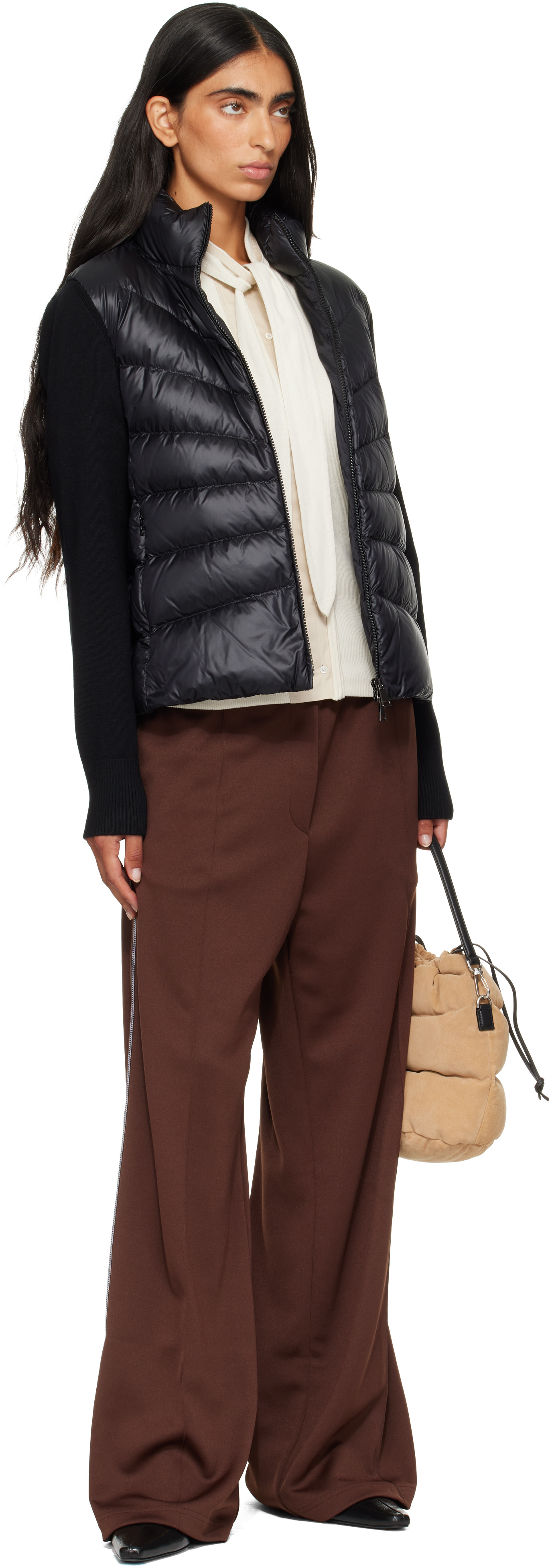 Moncler - Pantalon brun à glissière