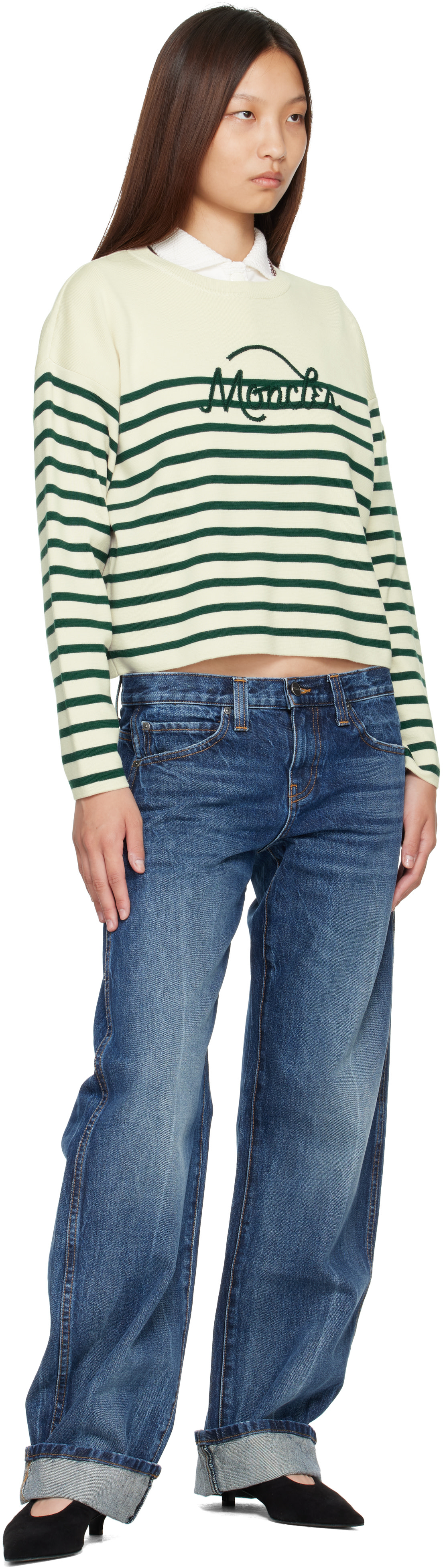 Moncler: Off-White Striped Wool Sweater | SSENSE