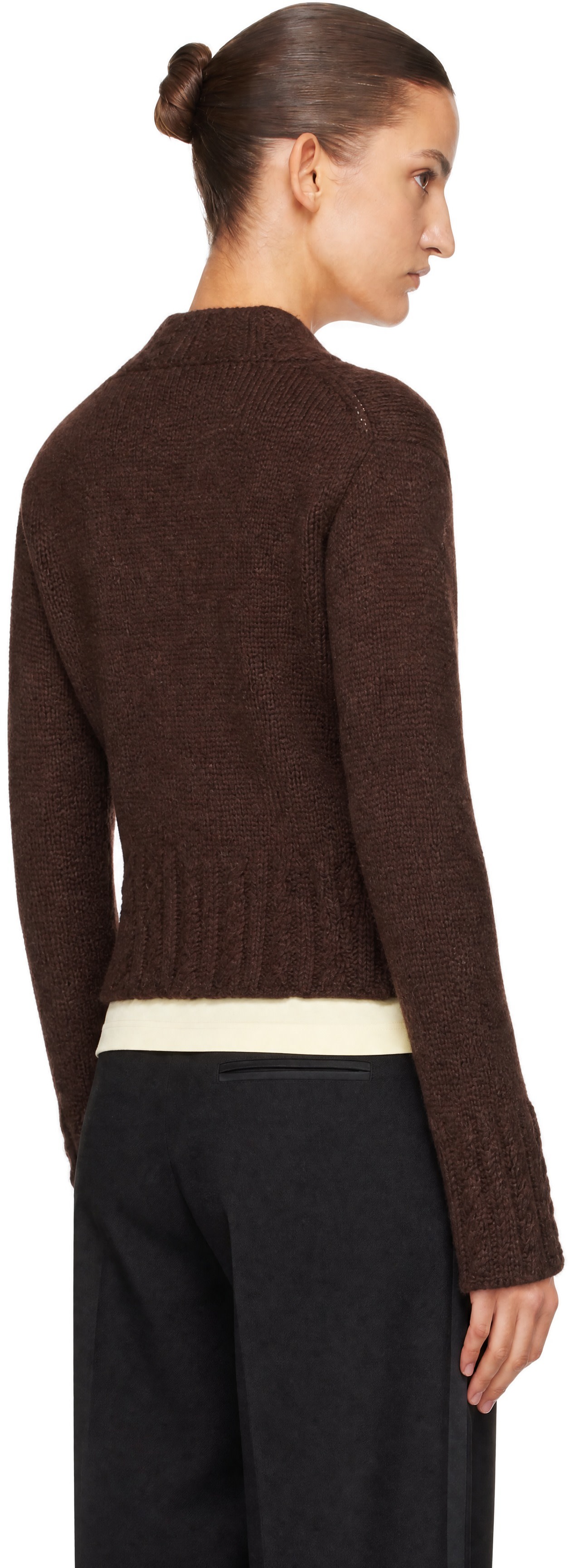 Moncler - Pull brun en alpaga et laine