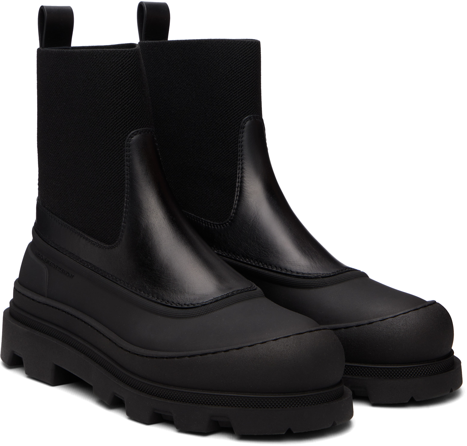 Moncler: Black Vera Edge Leather Ankle Boots | SSENSE