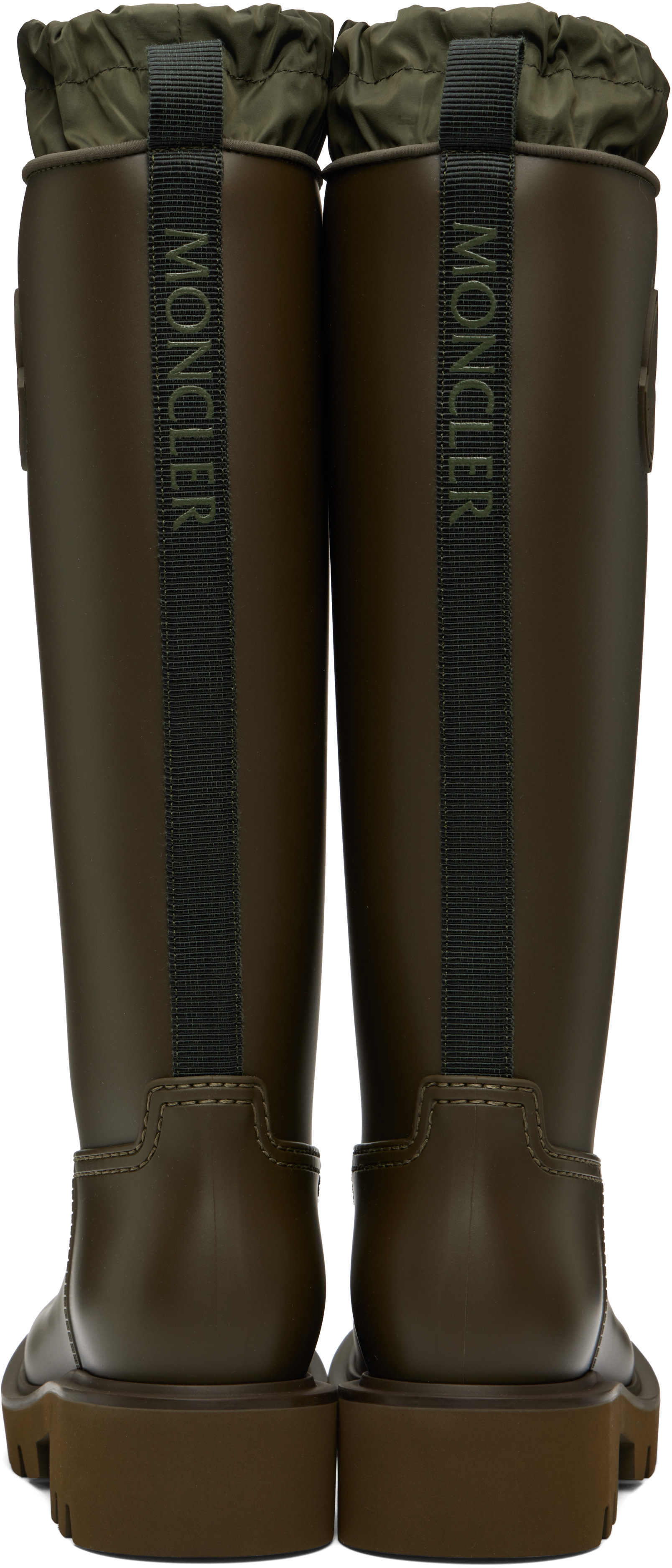 Moncler: Khaki Kickstream High Rain Boots | SSENSE