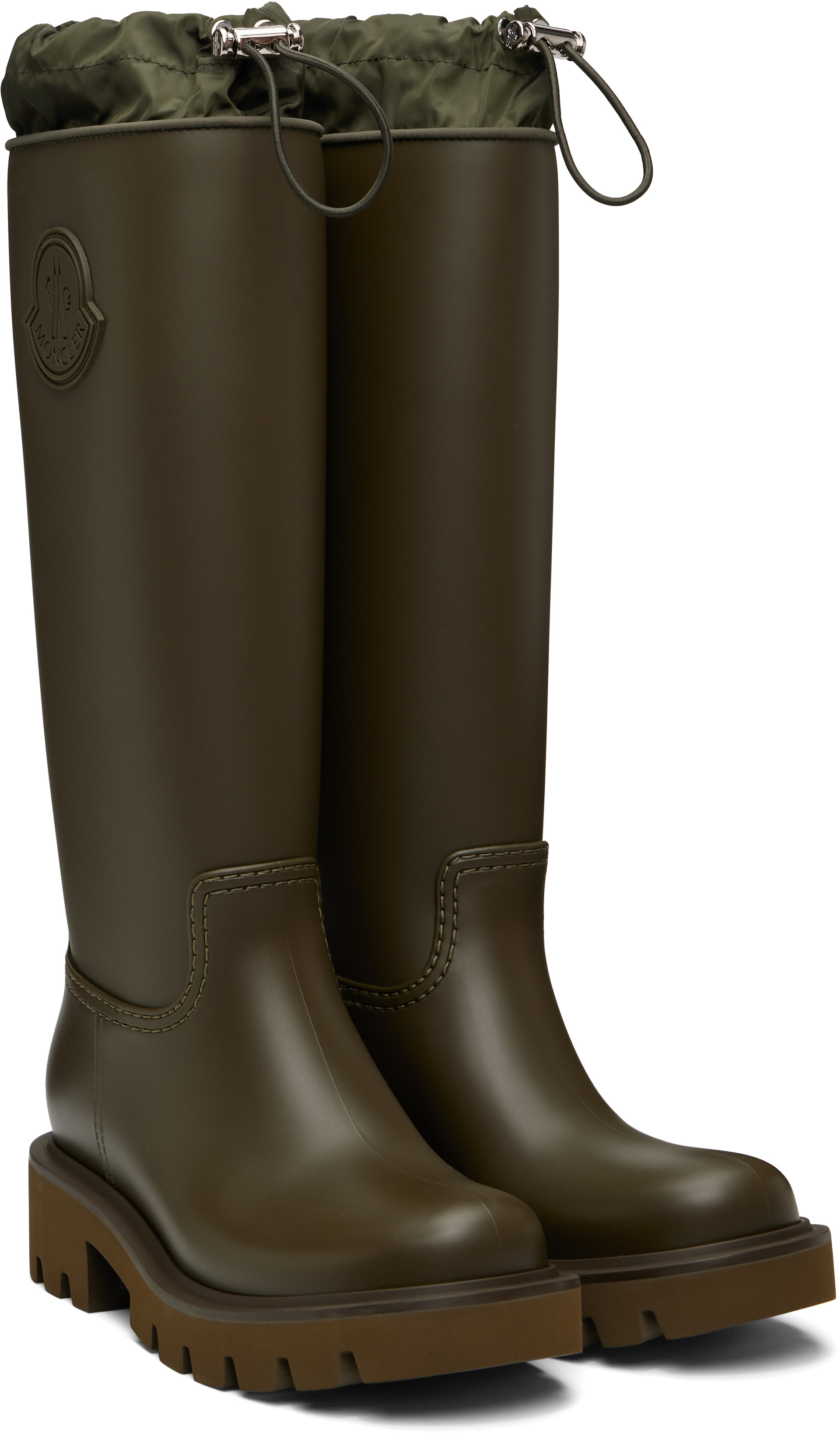 Moncler: Khaki Kickstream High Rain Boots | SSENSE