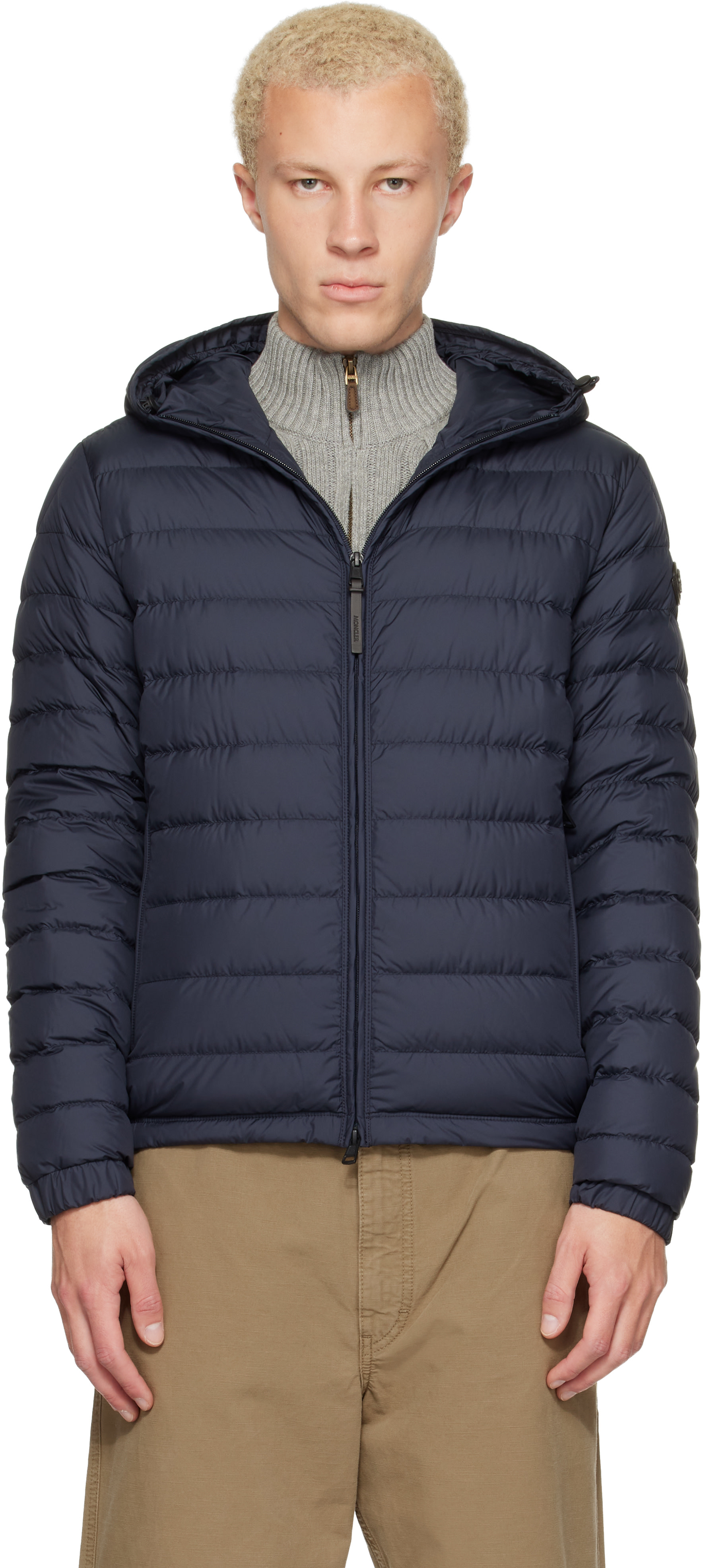 Moncler - 네이비 솔리엔 후드 쇼트 다운 재킷