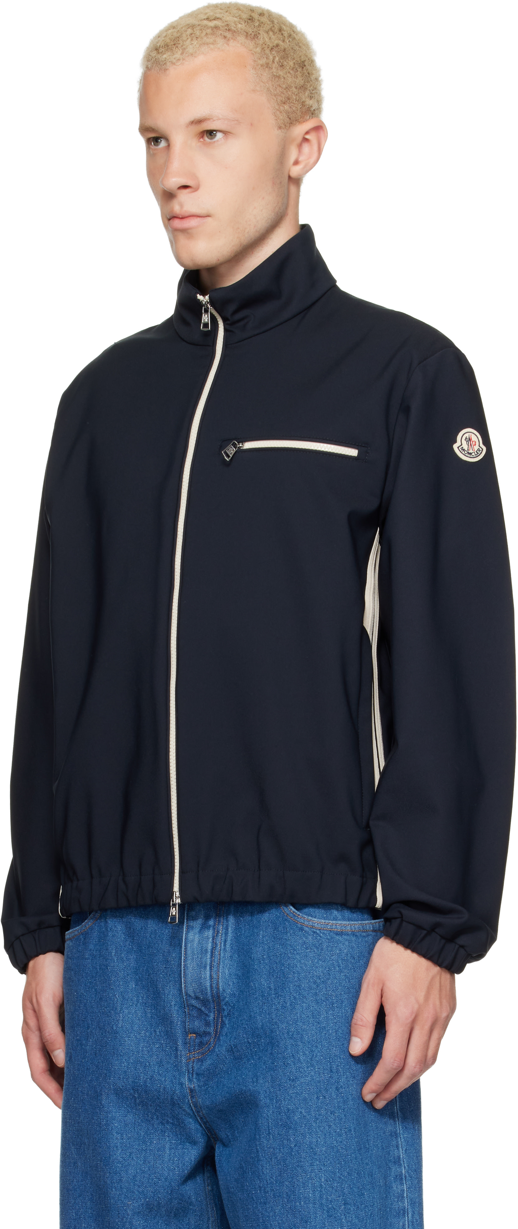 Moncler: Navy Fourioun Cotton Blend Short Jacket | SSENSE Denmark