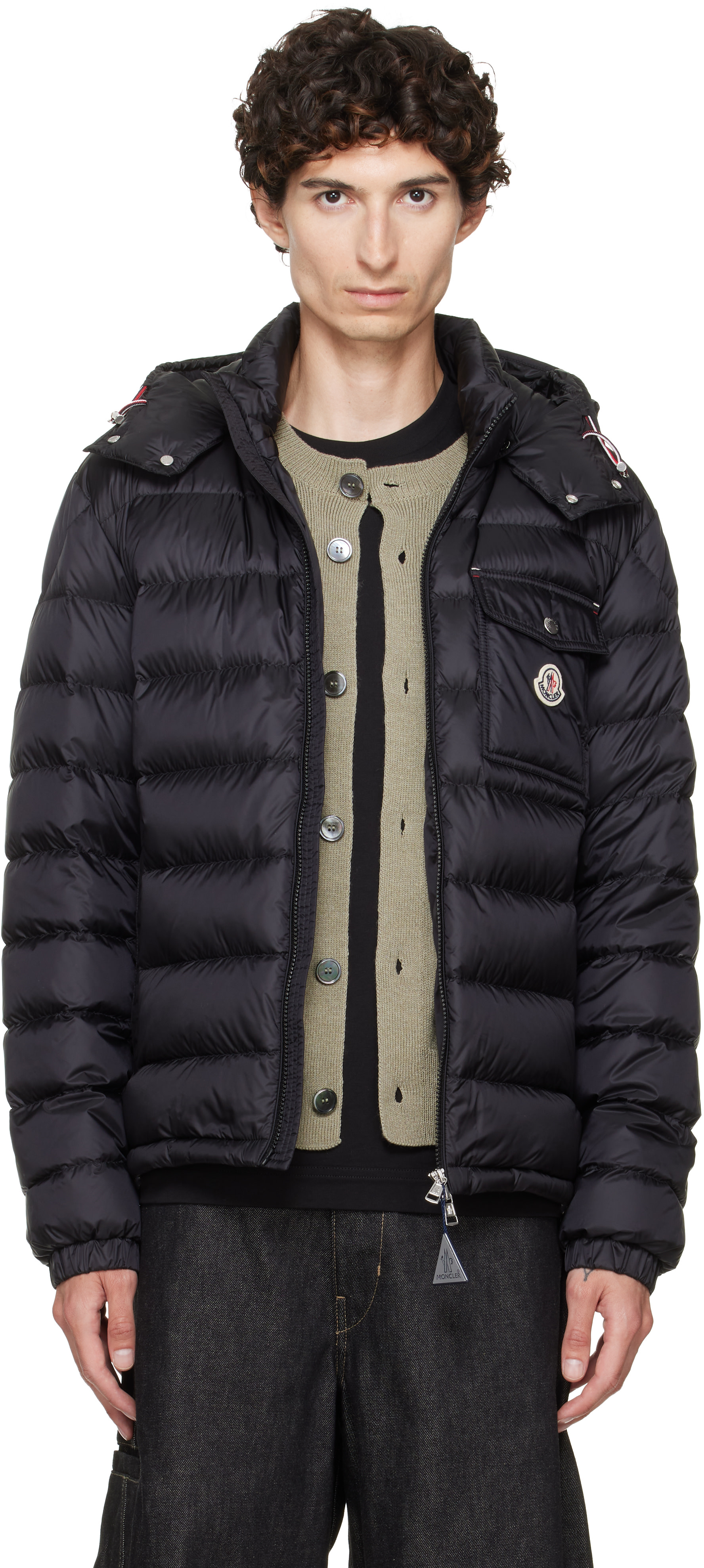 Moncler - 블랙 베리스 후드 쇼트 다운 재킷