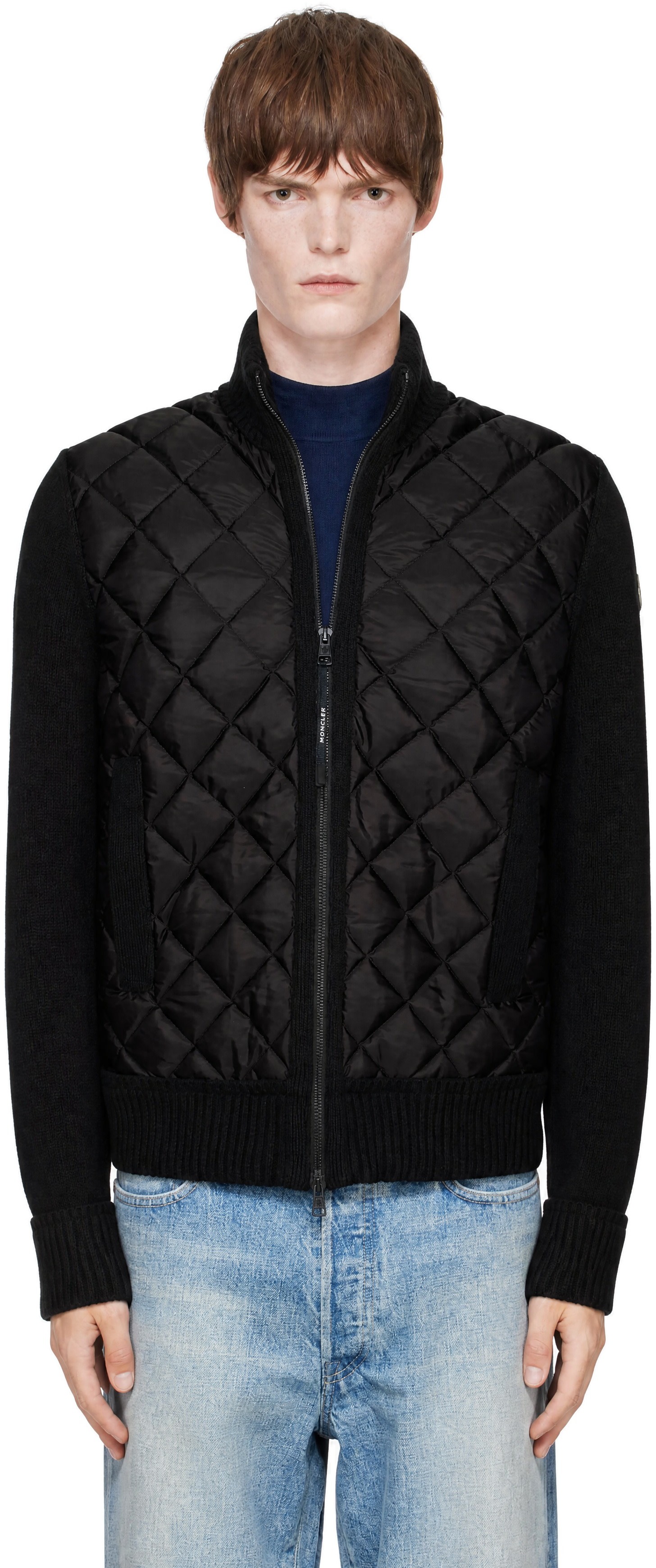 Moncler - Black Wool & Nylon Down Cardigan