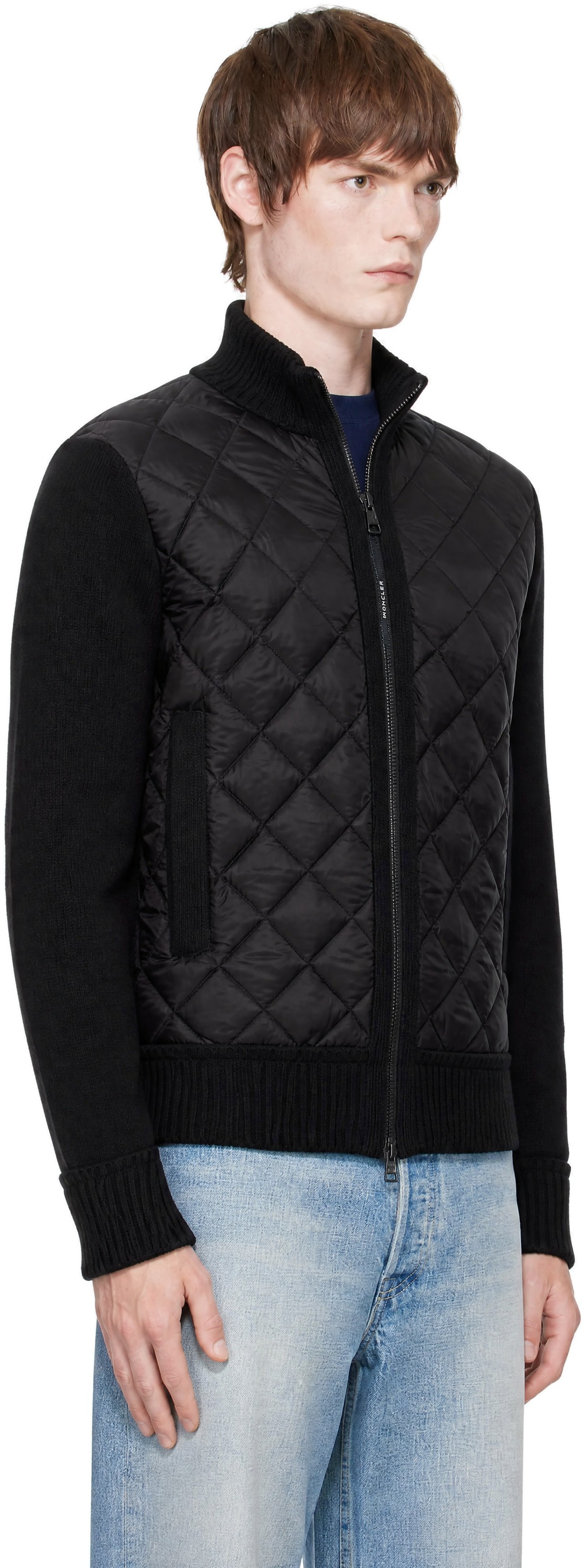 Moncler - Black Wool & Nylon Down Cardigan