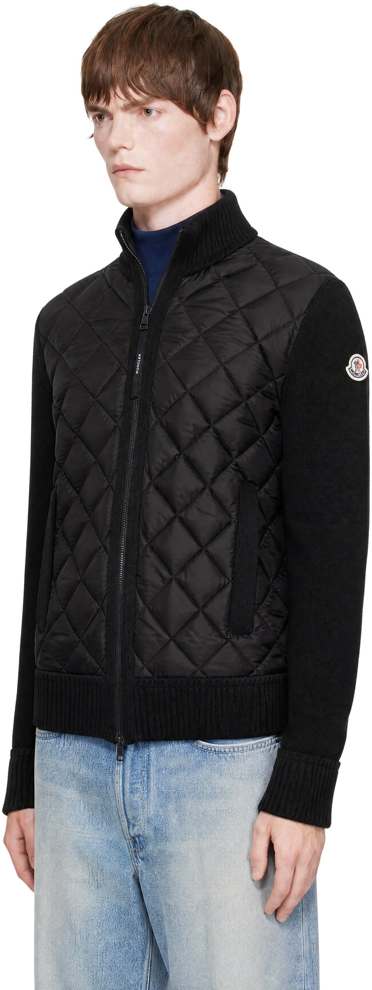 Moncler - Black Wool & Nylon Down Cardigan